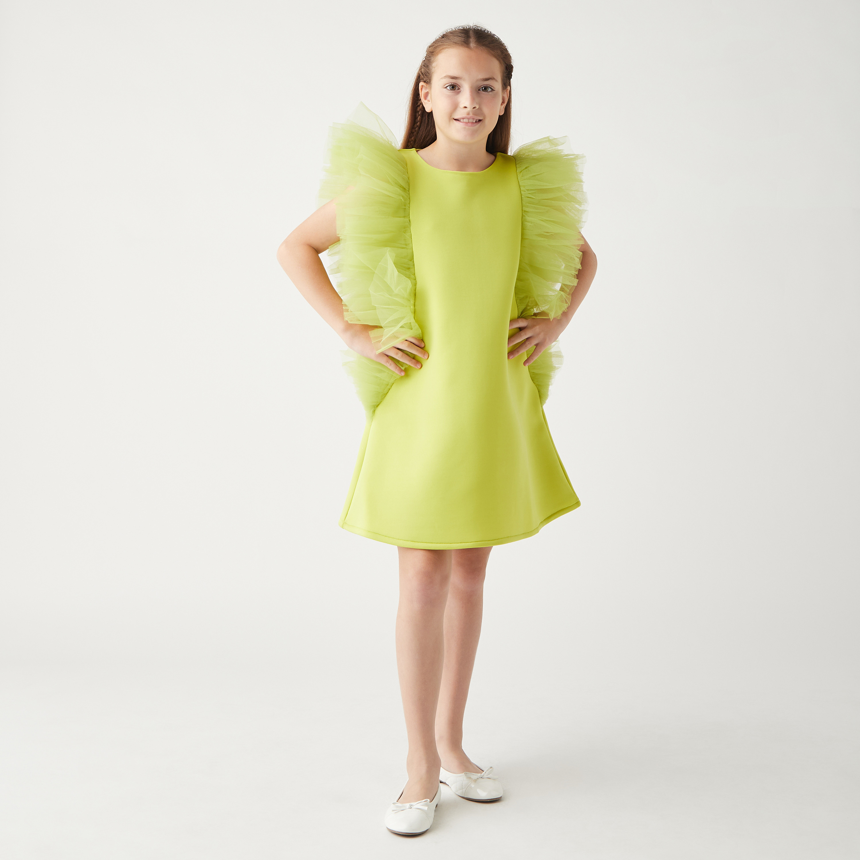 فستان دون أكمام بسحاب إغلاق وتفاصيل شراشيب من ليتل جولدن أبل-girls-clothing-dressesandjumpsuits-image-6
