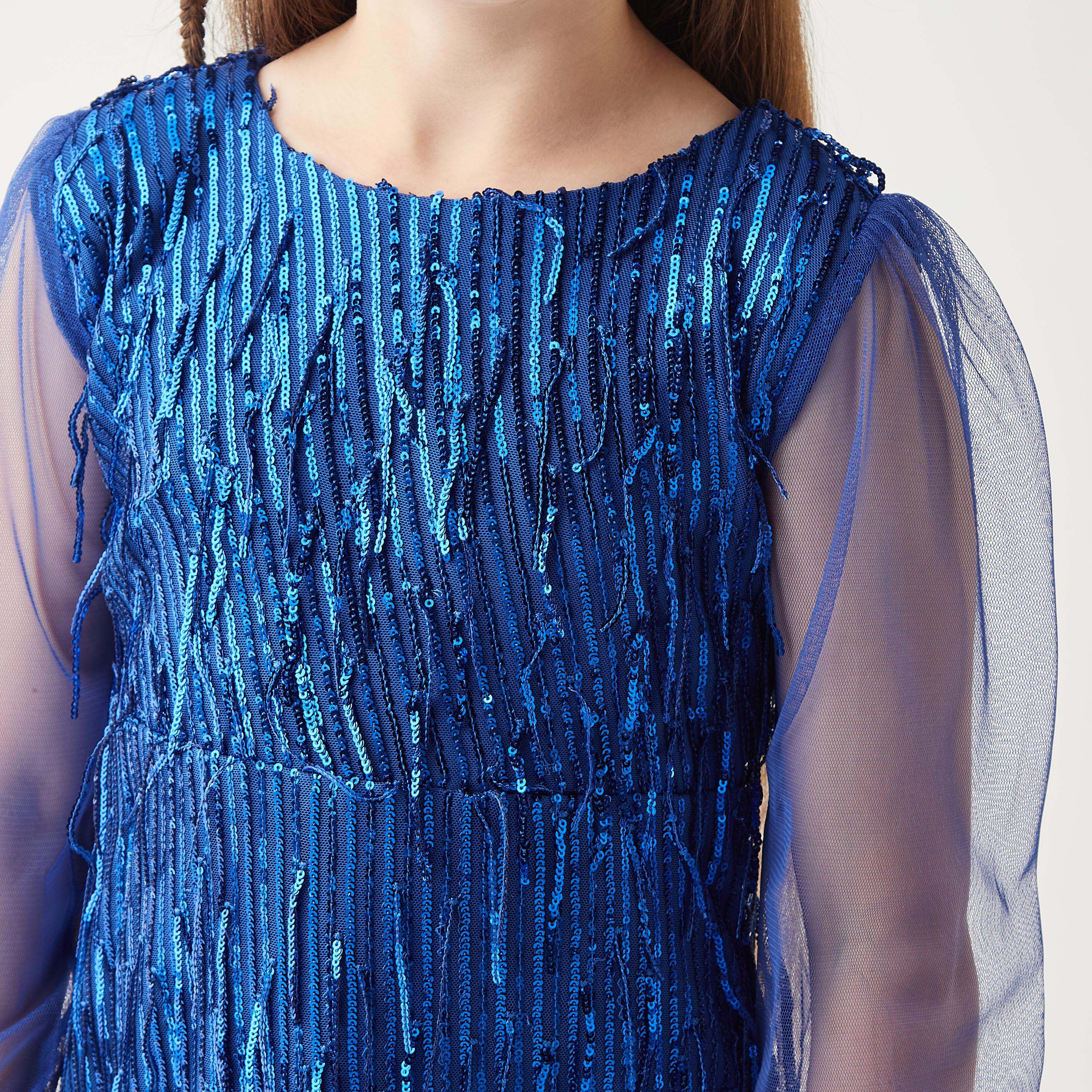 فستان بياقة مستديرة وأكمام بطول 3/4 من ليتل جولدن أبل-girls-clothing-dressesandjumpsuits-image-4