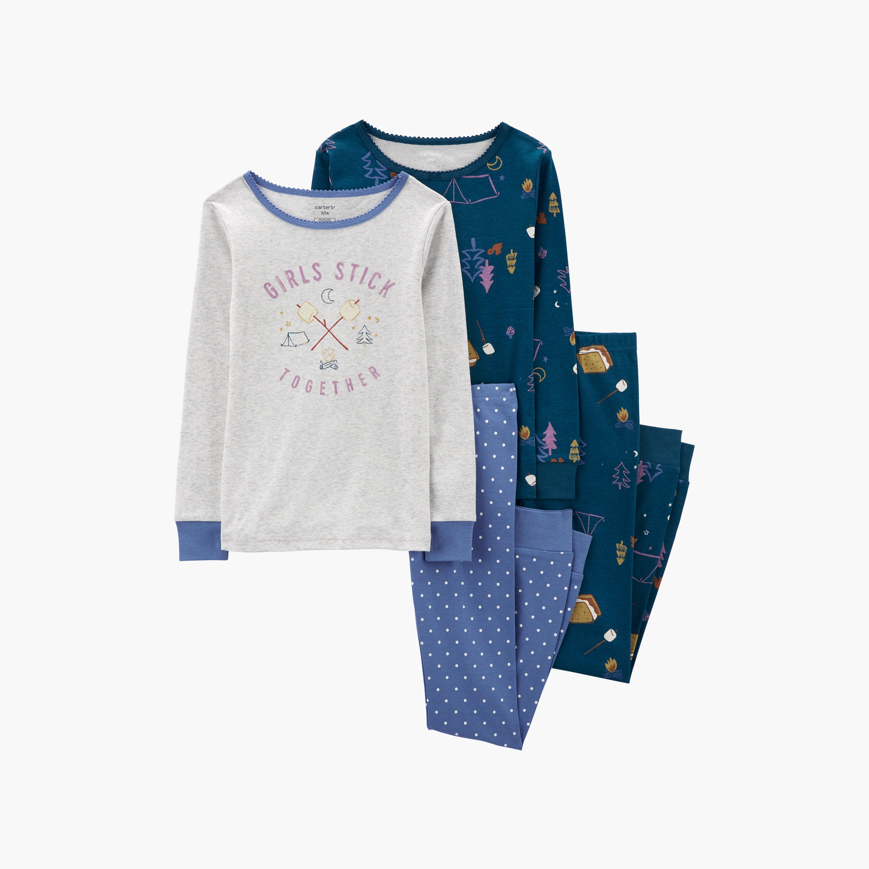 تيشيرتات مطبوعة بأكمام طويلة قطعتين مع بنطال ركض من كارترز-girls-clothing-multipacks-image-1