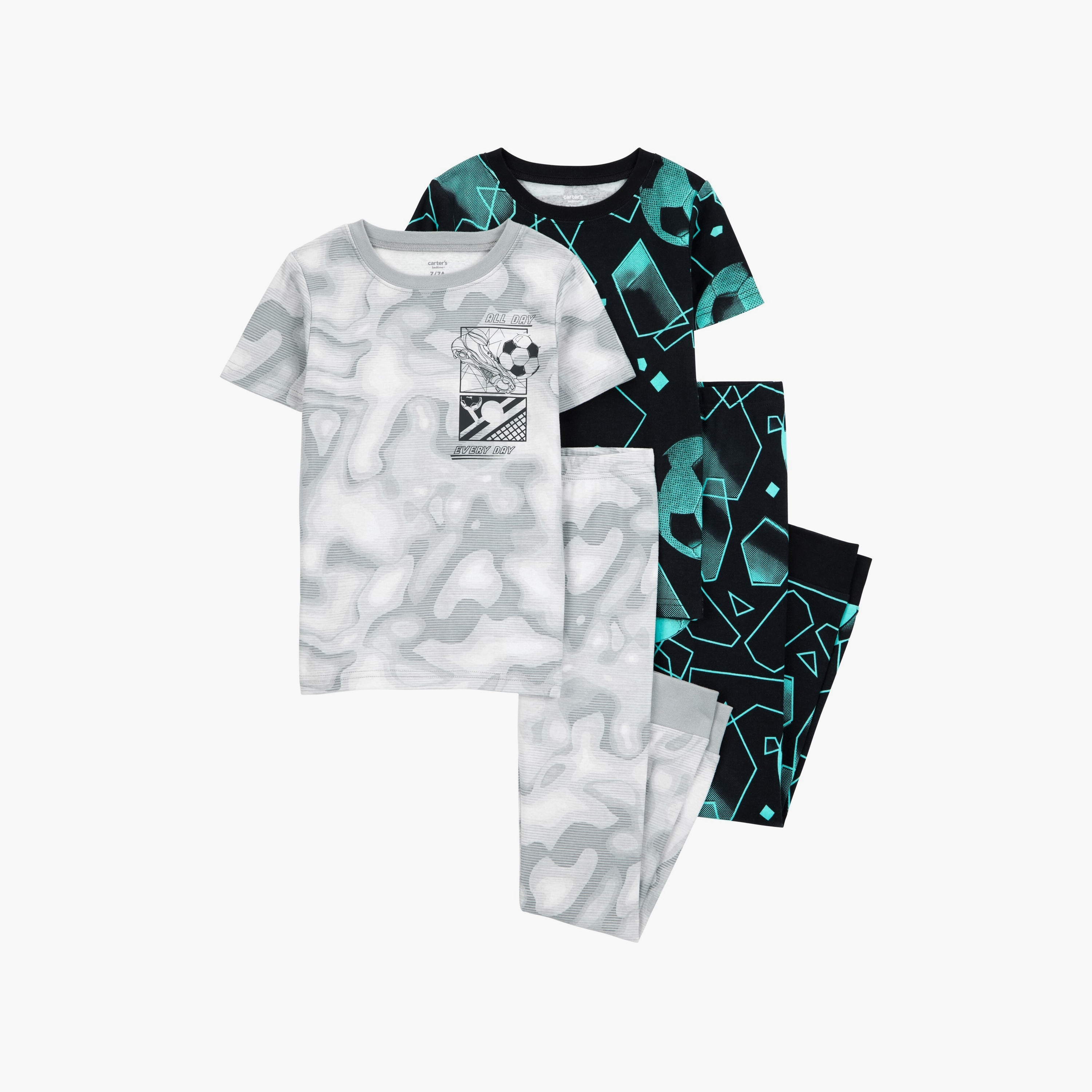 تي شيرت مطبوع بأكمام قصيرة من قطعتين مع بنطال من قطعتين من كارترز-boys-clothing-setsandcoords-image-1