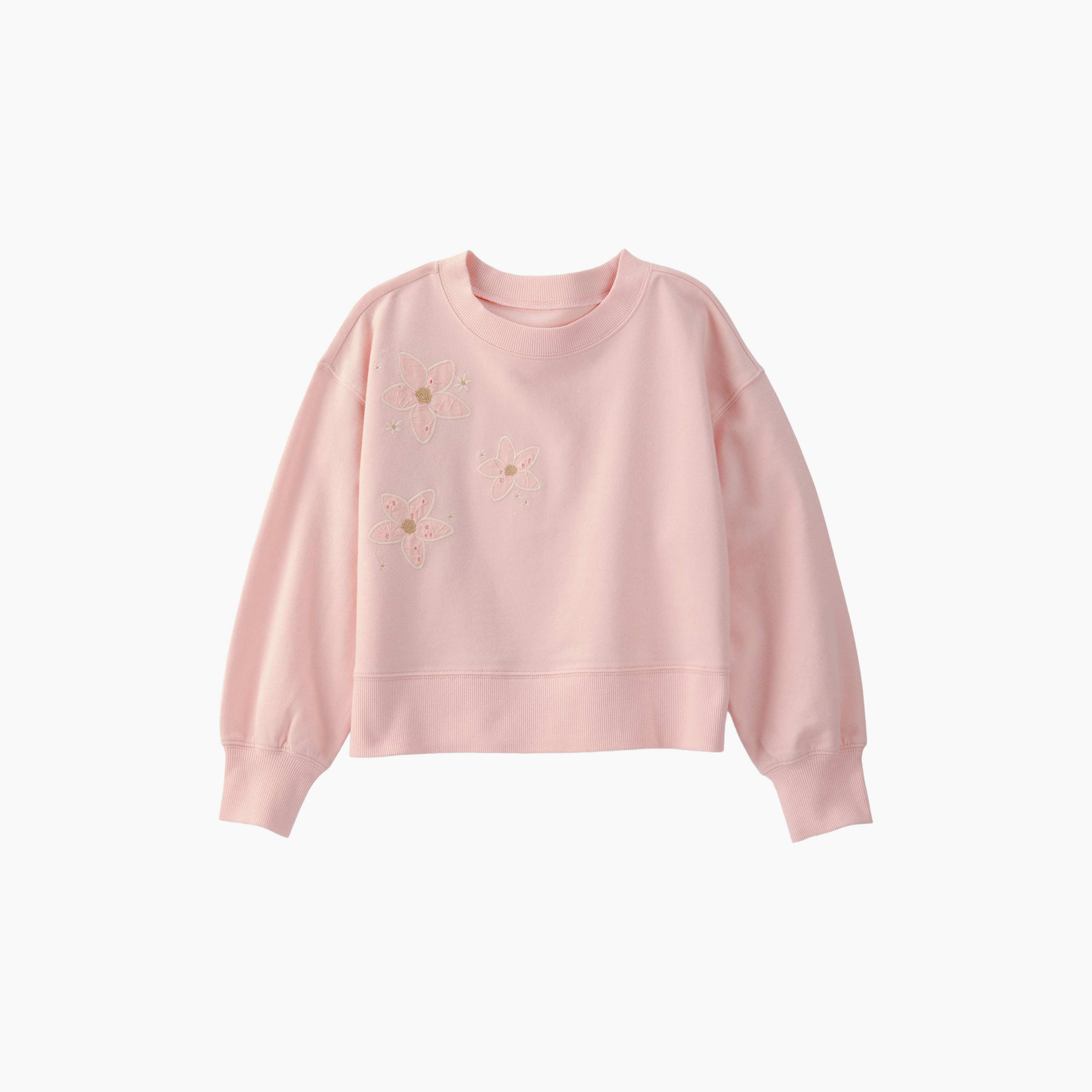 سويت شيرت (بلوفر) بأكمام طويلة وتطريز زهور من كارترز-girls-clothing-sweatshirts-image-1