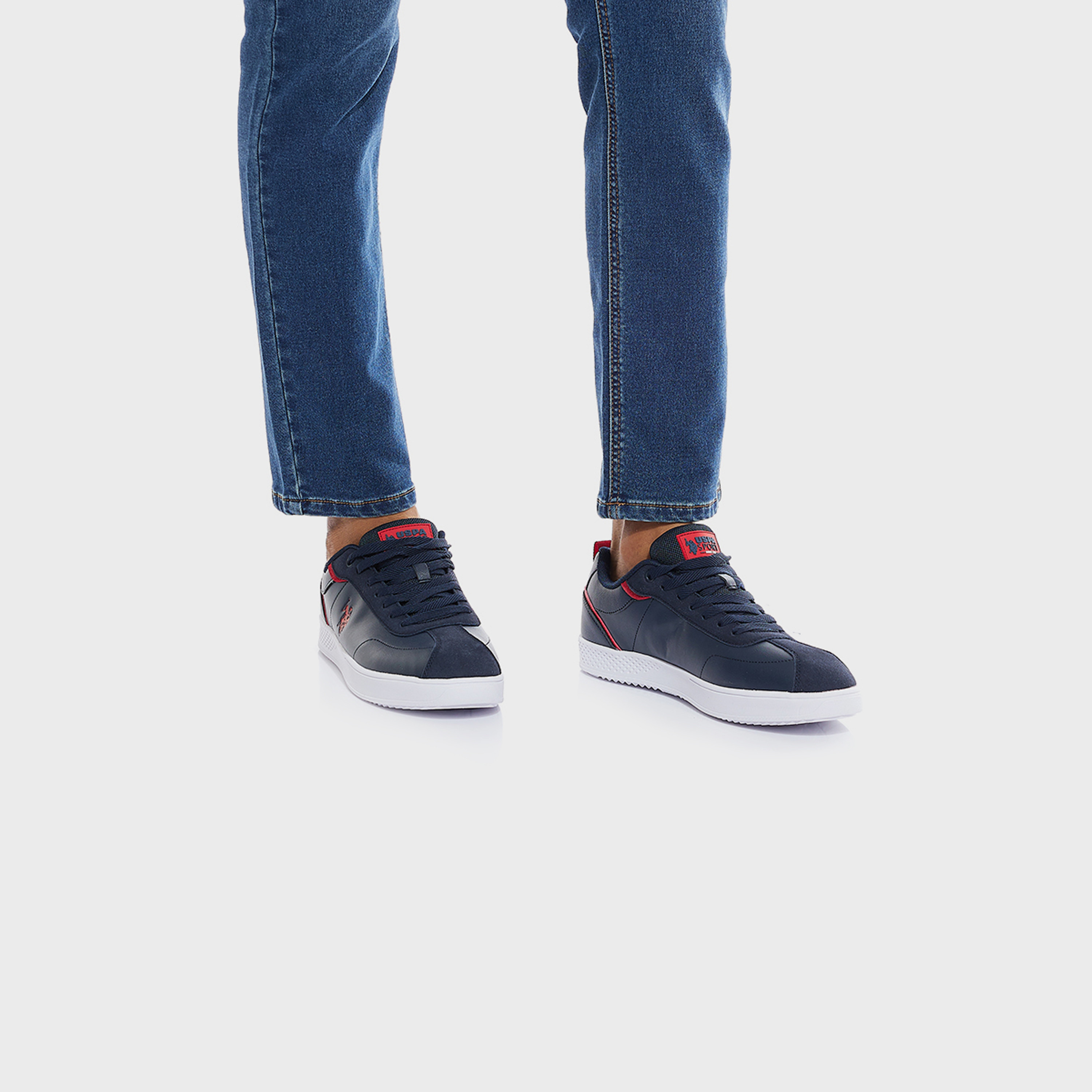 يو اس. بولو أسن حذاء رياضي منخفض بأربطة للرجال ابيض 3W BASEL 3PR WHITE | OE-men-shoes-sneakers-image-9