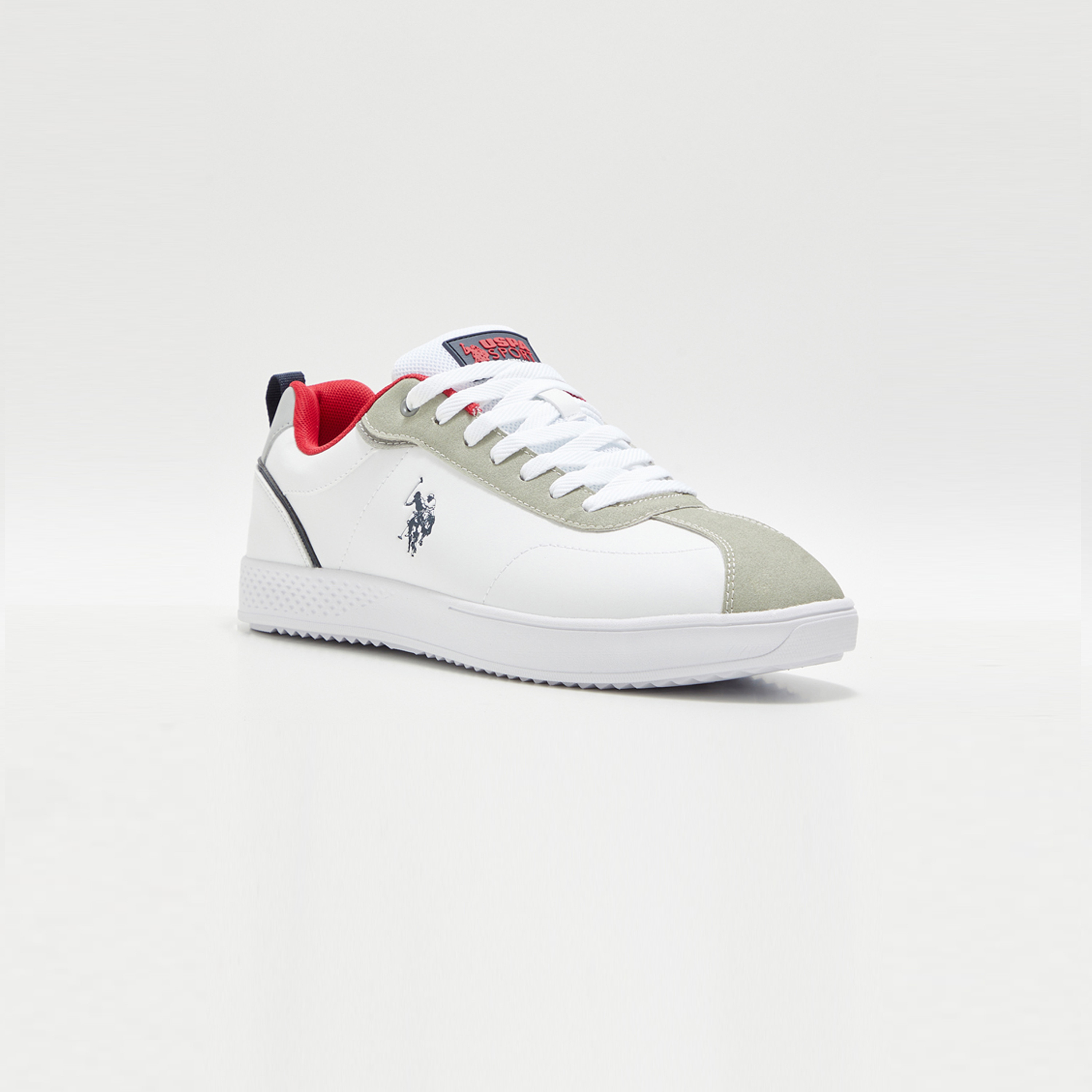 يو اس. بولو أسن حذاء رياضي منخفض بأربطة للرجال ابيض 3W BASEL 3PR WHITE | OE-men-shoes-sneakers-image-1