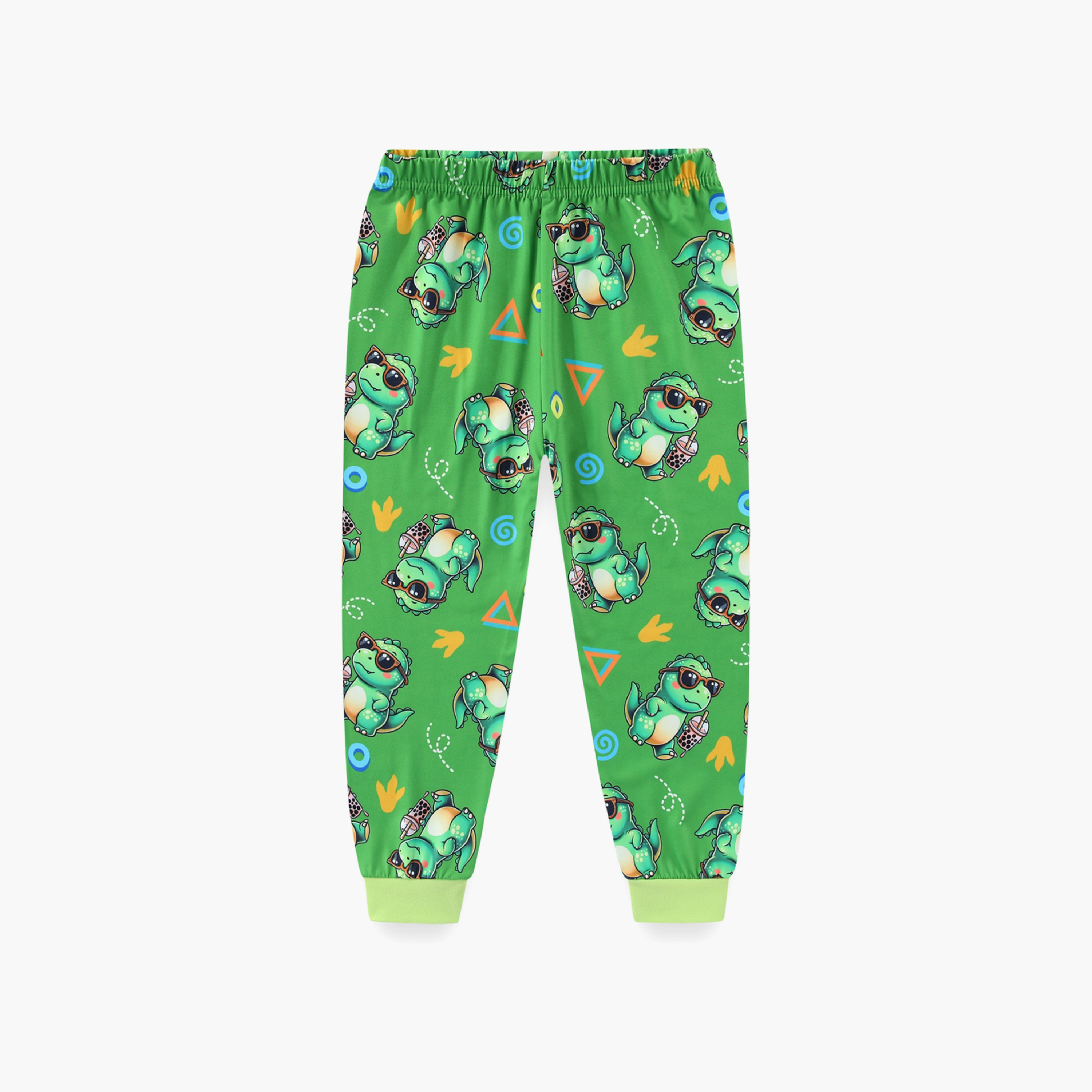 Babyqlo Cotton Dinosaur Printed Long Sleeves Glow T-Shirt & Pyjamas Set-baby-boys-clothing-nightwear-pyjamasets-image-6