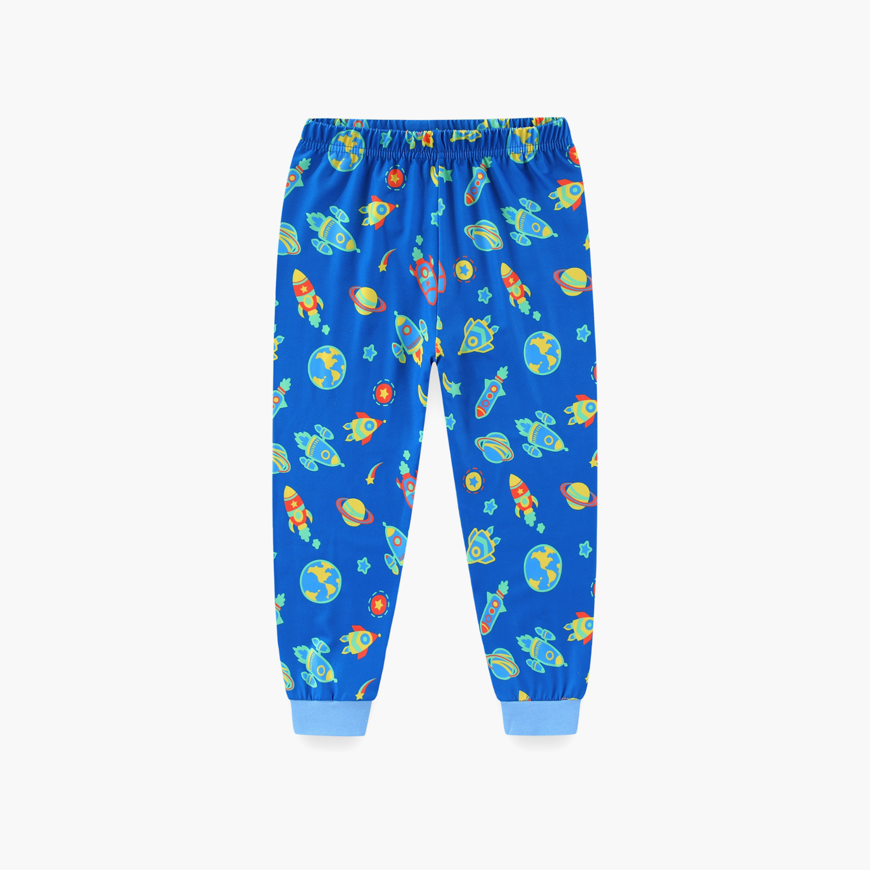 Babyqlo Cotton Space Astronaut Printed Long Sleeves Glow T-Shirt & Pyjamas Set-baby-boys-clothing-nightwear-pyjamasets-image-6