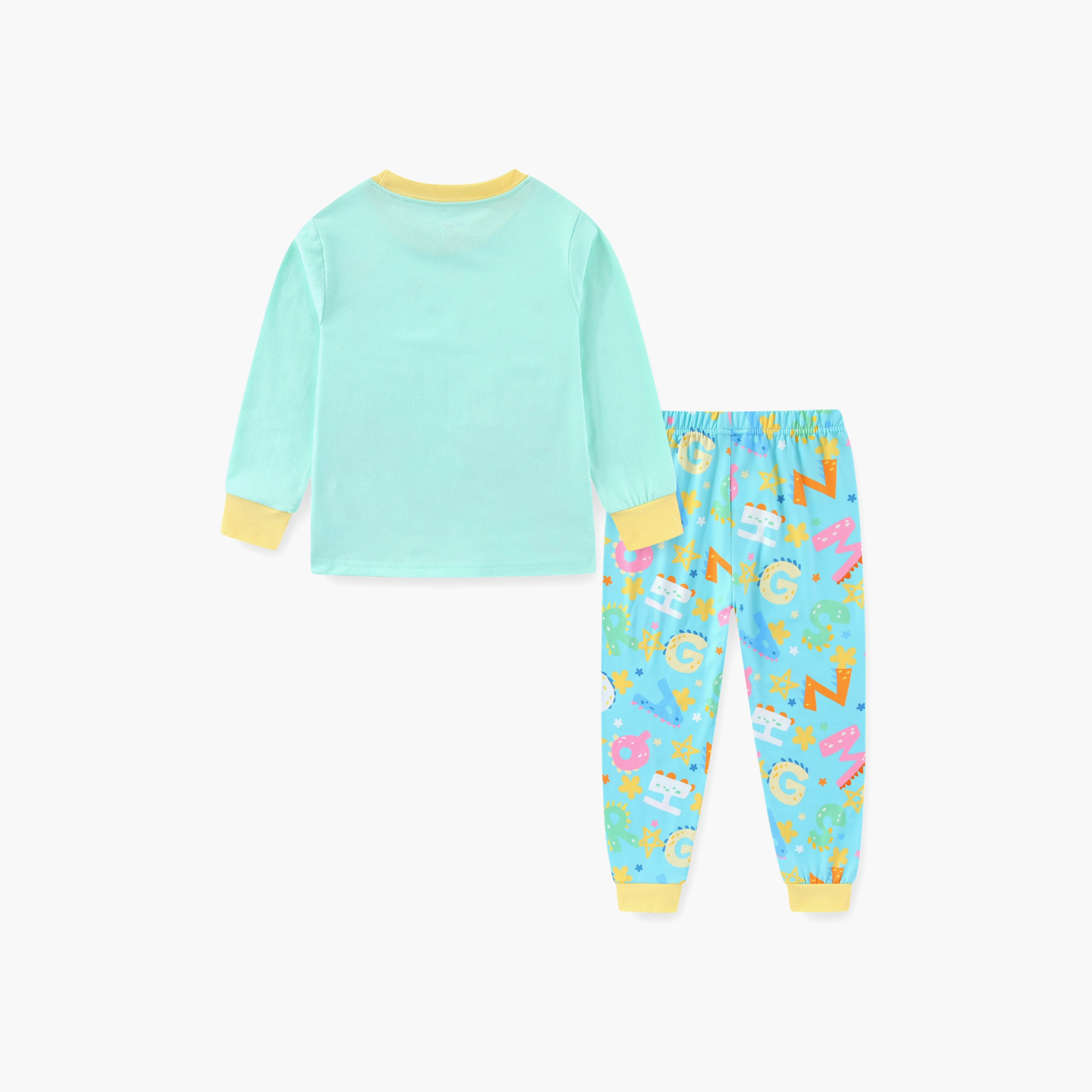 Babyqlo Cotton Jungle Dinos Printed Long Sleeves Glow T-Shirt & Pyjamas Set-baby-boys-clothing-nightwear-pyjamasets-image-3