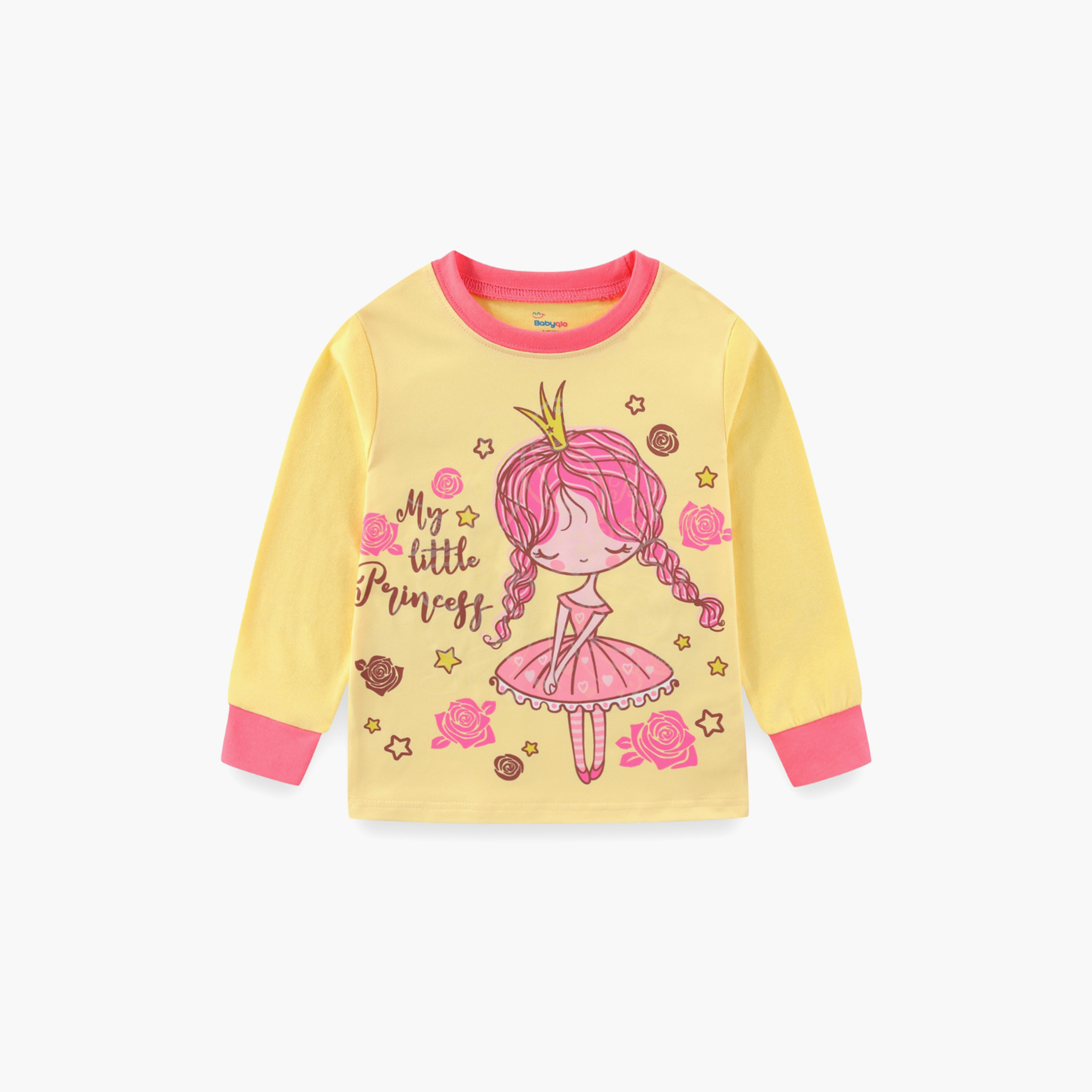 Babyqlo Cotton Little Princess Printed Long Sleeves Glow T-Shirt & Pyjamas Set-baby-girls-clothing-nightwear-pyjamasets-image-4