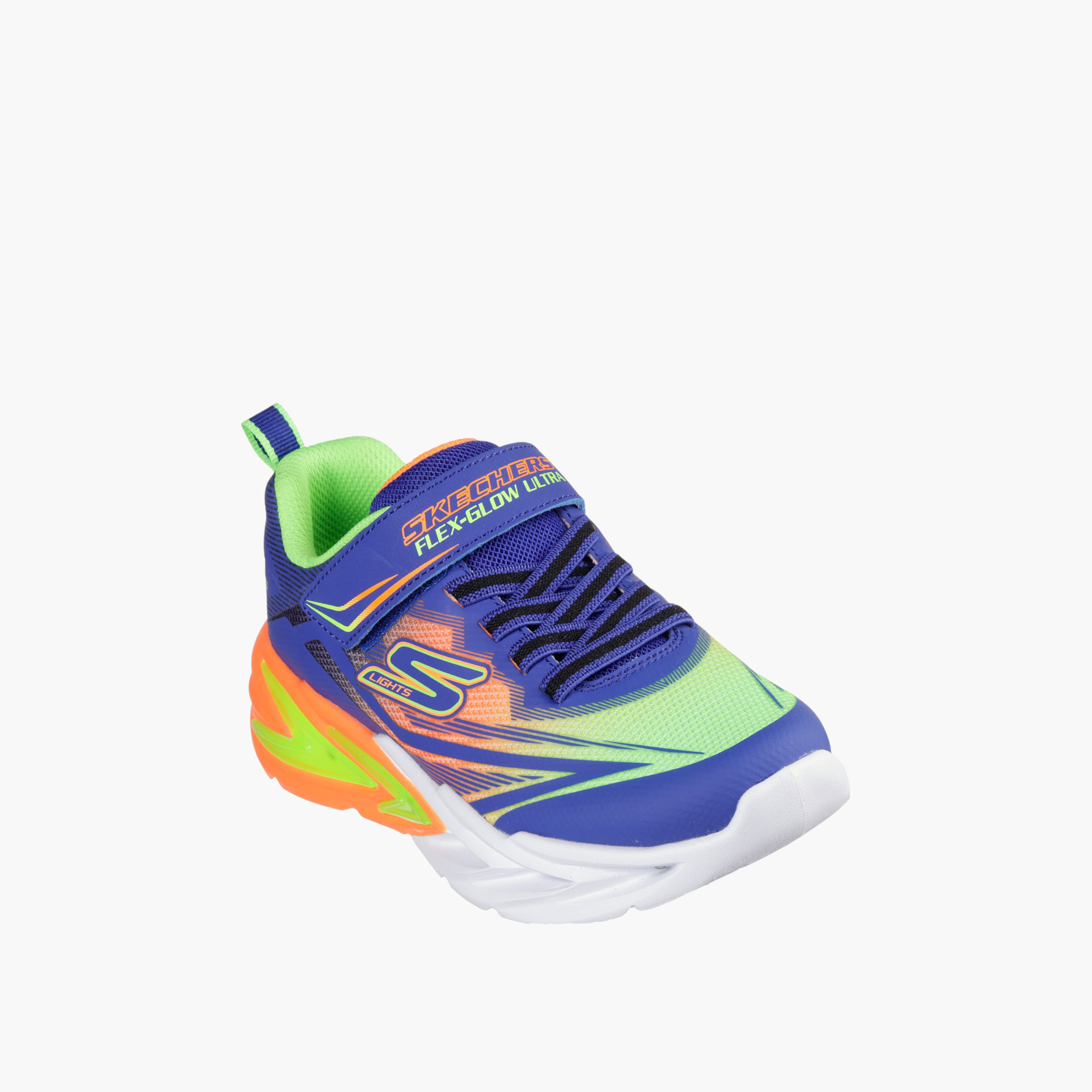 Skechers Boys Flexglow Ultra Hook & Loop Cushioned Sole Trainer Shoes-boys-shoes-sneakers-image-1