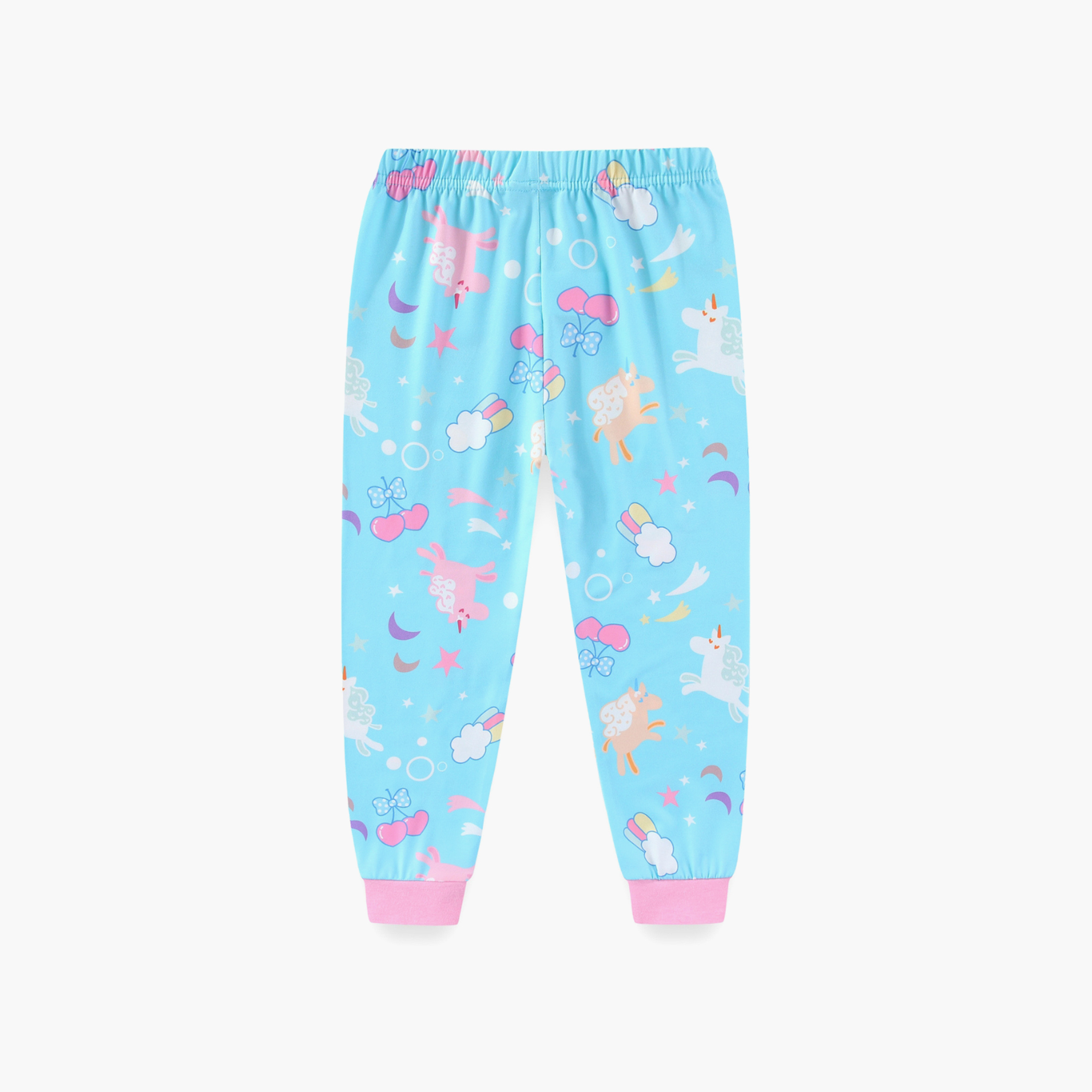Babyqlo Cotton Magical Unicorn Printed Long Sleeves Glow T-Shirt & Pyjamas Set-baby-girls-clothing-nightwear-pyjamasets-image-6