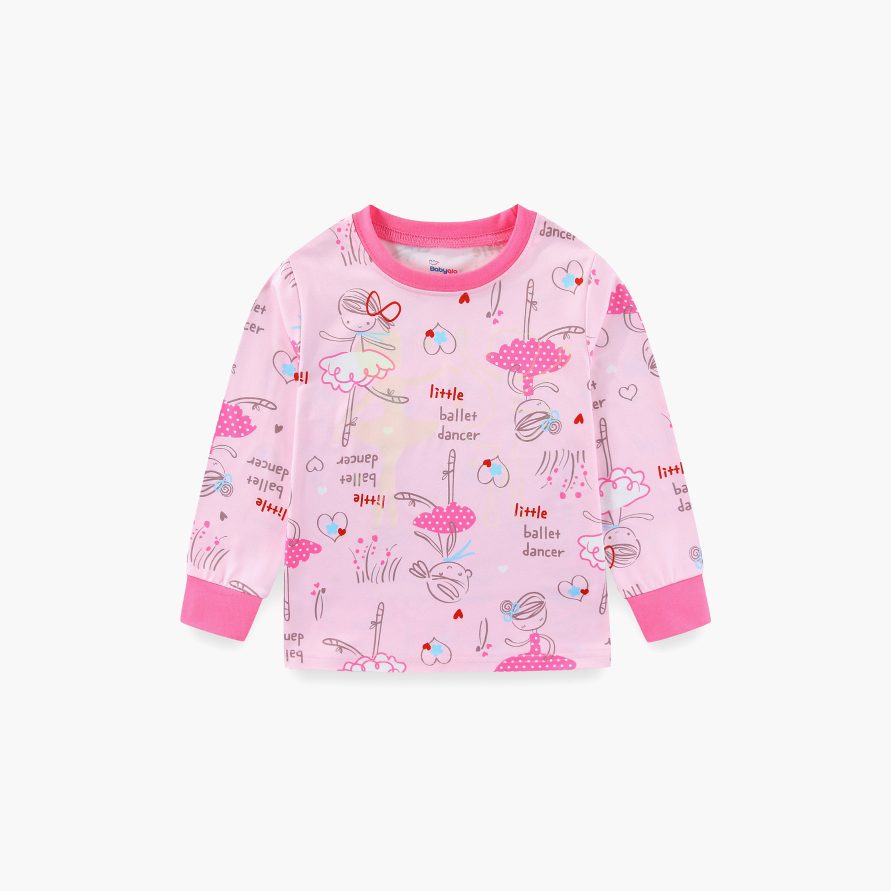Babyqlo Cotton Ballet Dancers Printed Long Sleeves Glow T-Shirt & Pyjamas Set-baby-girls-clothing-nightwear-pyjamasets-image-4