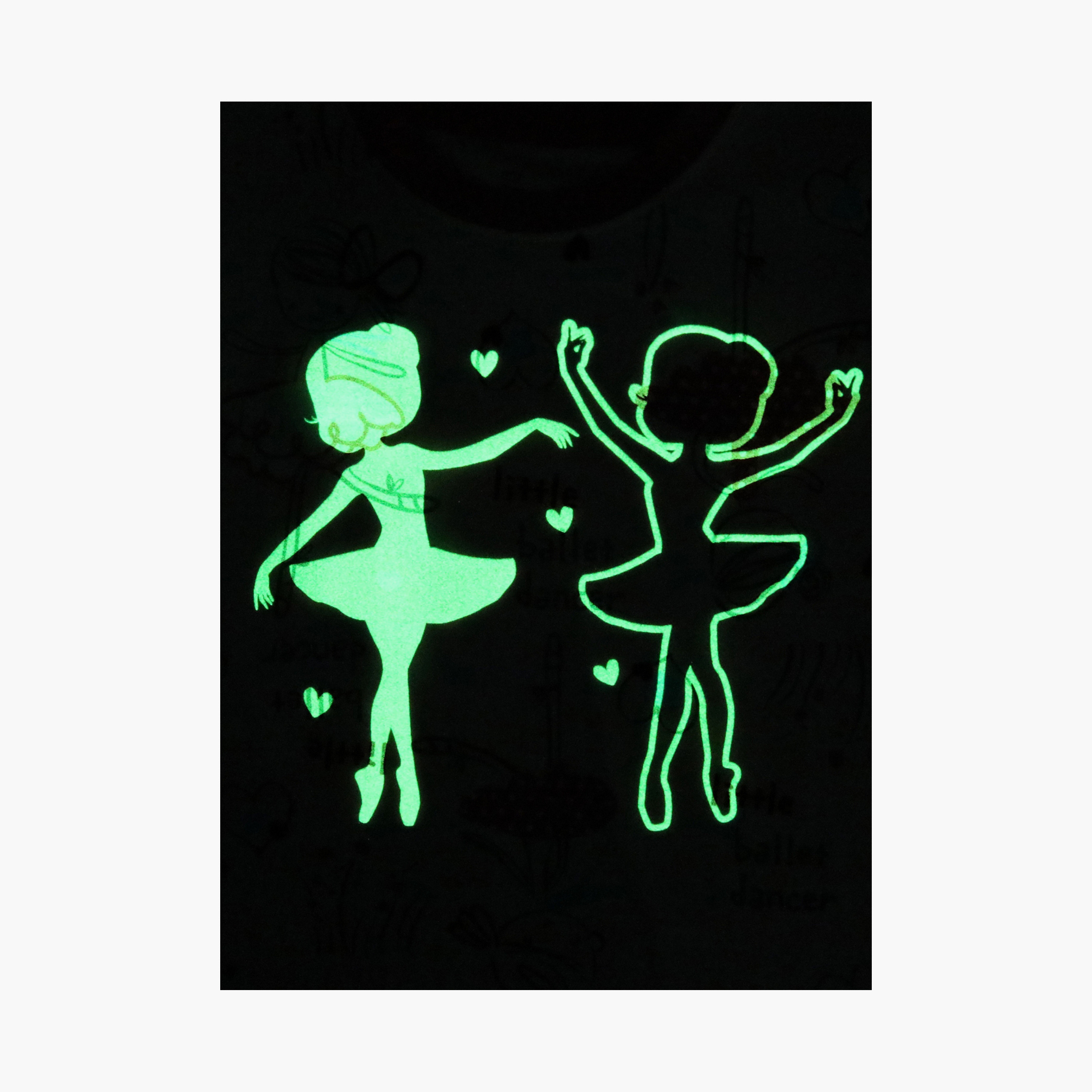 Babyqlo Cotton Ballet Dancers Printed Long Sleeves Glow T-Shirt & Pyjamas Set-baby-girls-clothing-nightwear-pyjamasets-image-7