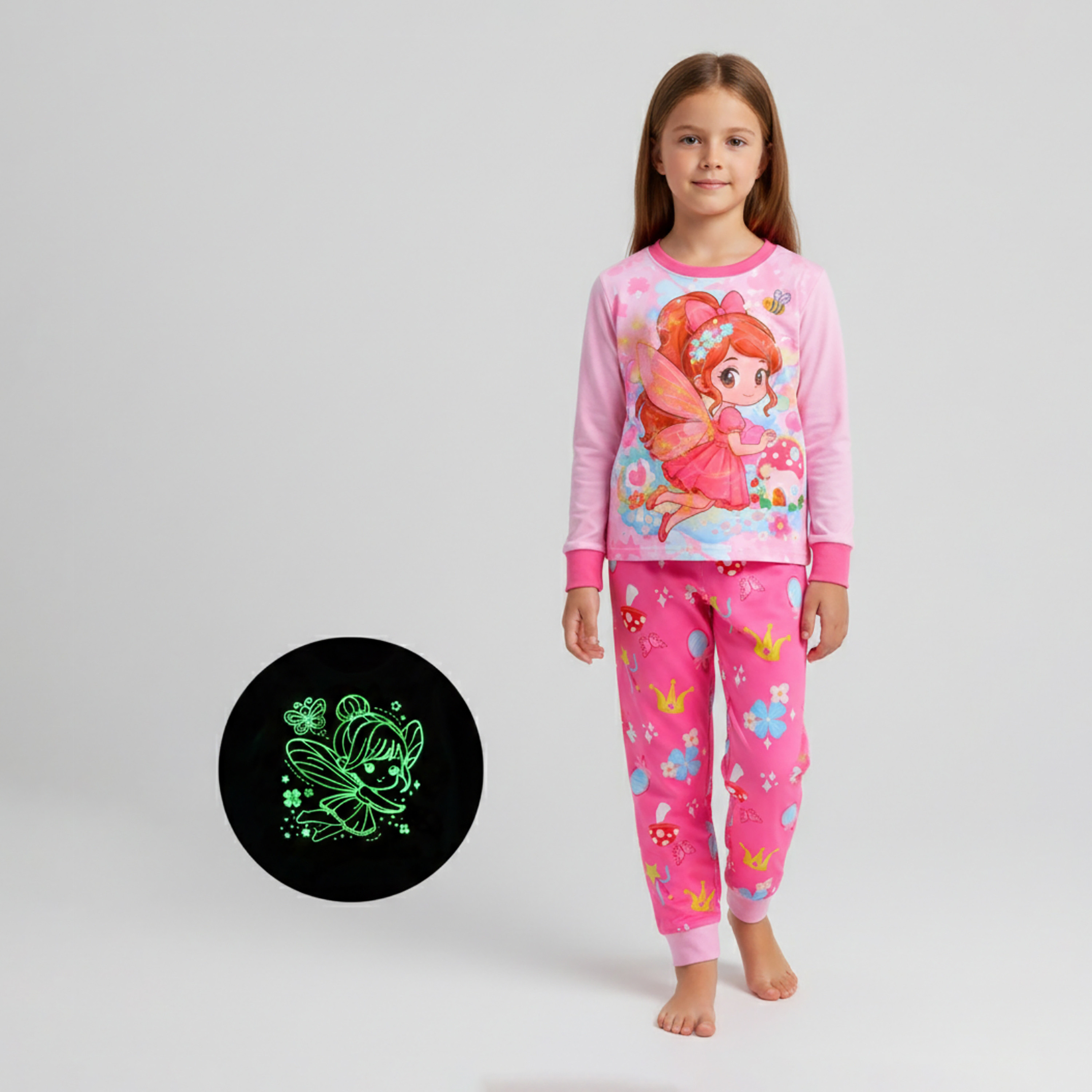 Babyqlo Cotton Fairy Magic Printed Long Sleeves Glow T-Shirt & Pyjamas Set-baby-girls-clothing-nightwear-pyjamasets-image-1