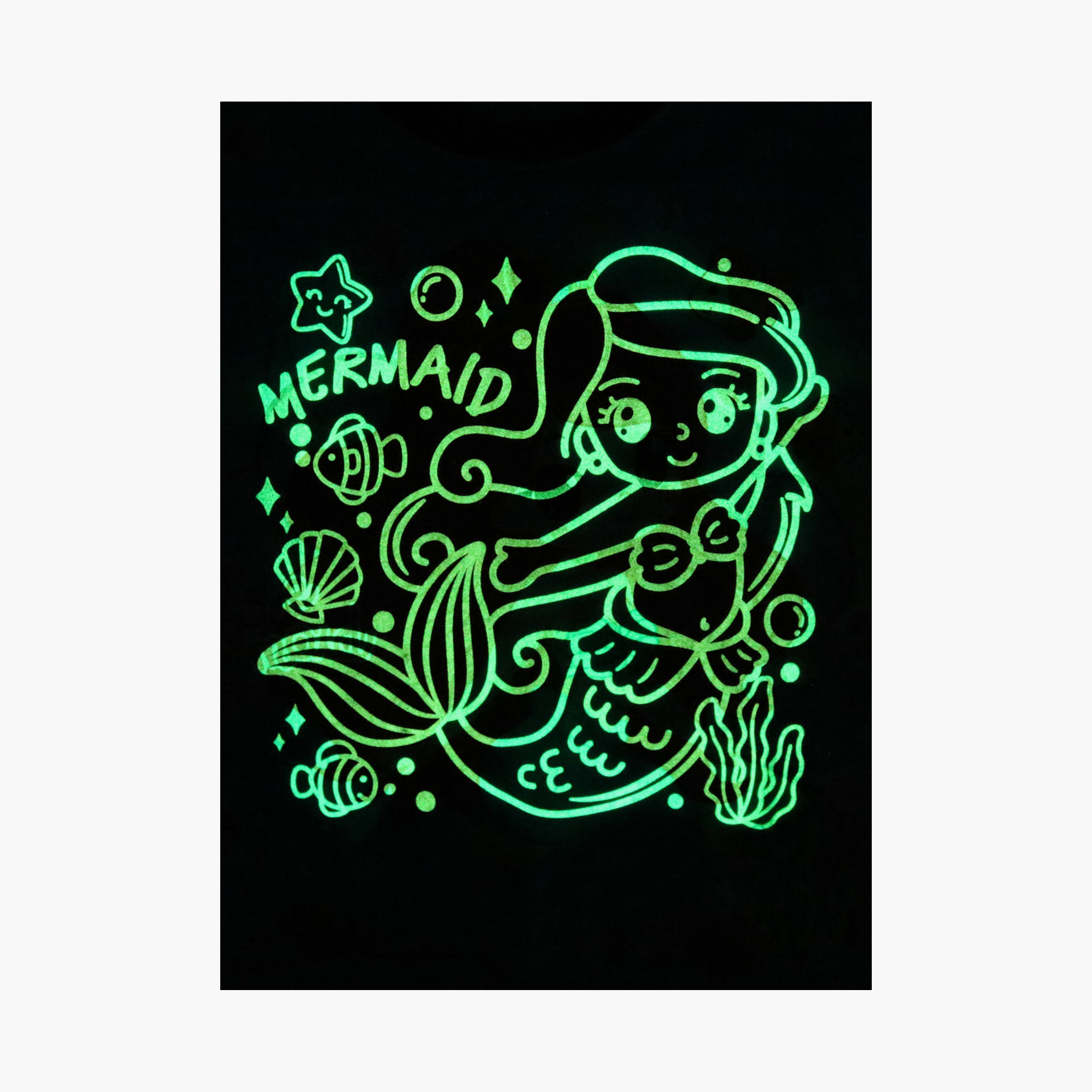 Babyqlo Cotton Fantasy Mermaid Printed Long Sleeves Glow T-Shirt & Pyjamas Set-baby-girls-clothing-nightwear-pyjamasets-image-7