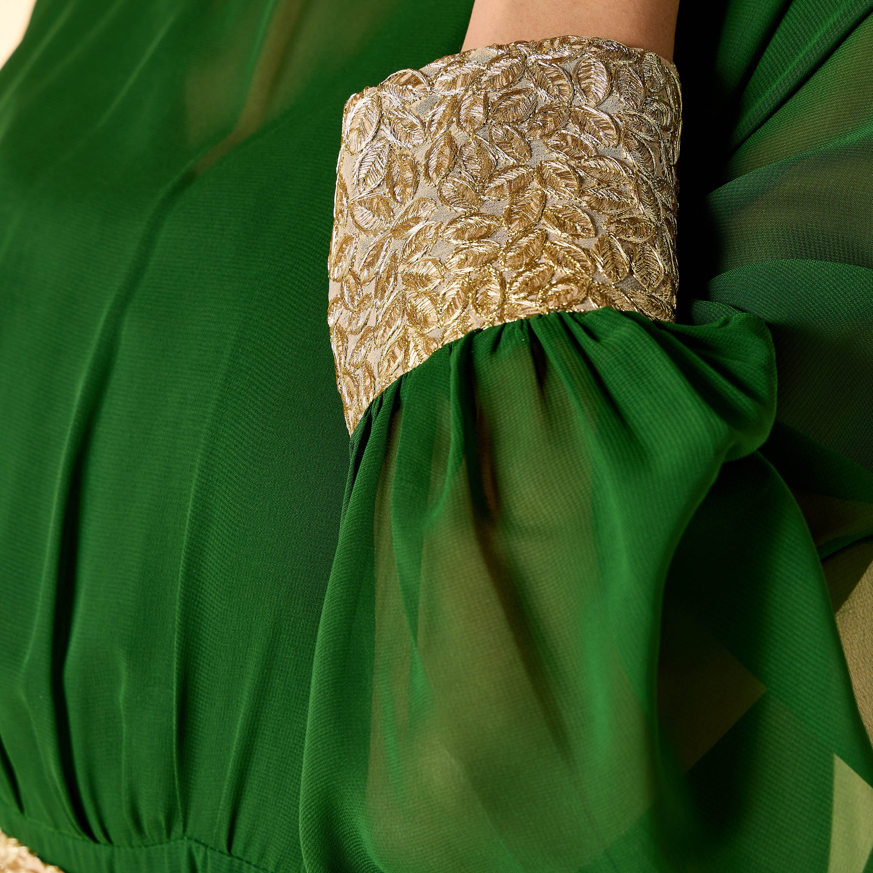 Golden Apple Solid High Neck Dress with Extended Cuff Sleeves and Belt-women-clothing-dresses-image-6