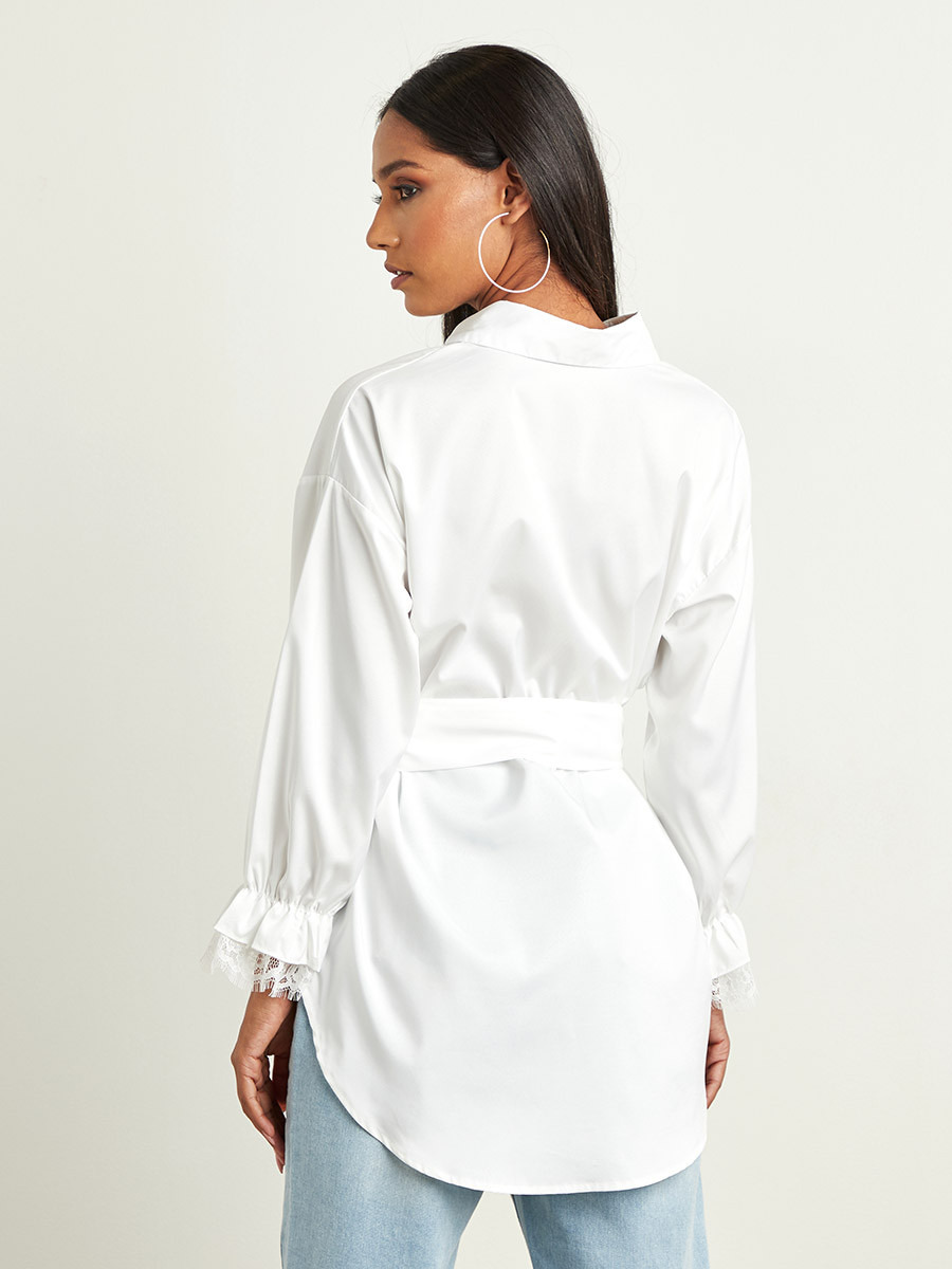 قميص طويل بحزام وتفاصيل الدانتيل من ستايلي-women-clothing-shirtsandblouses-blouses-image-3
