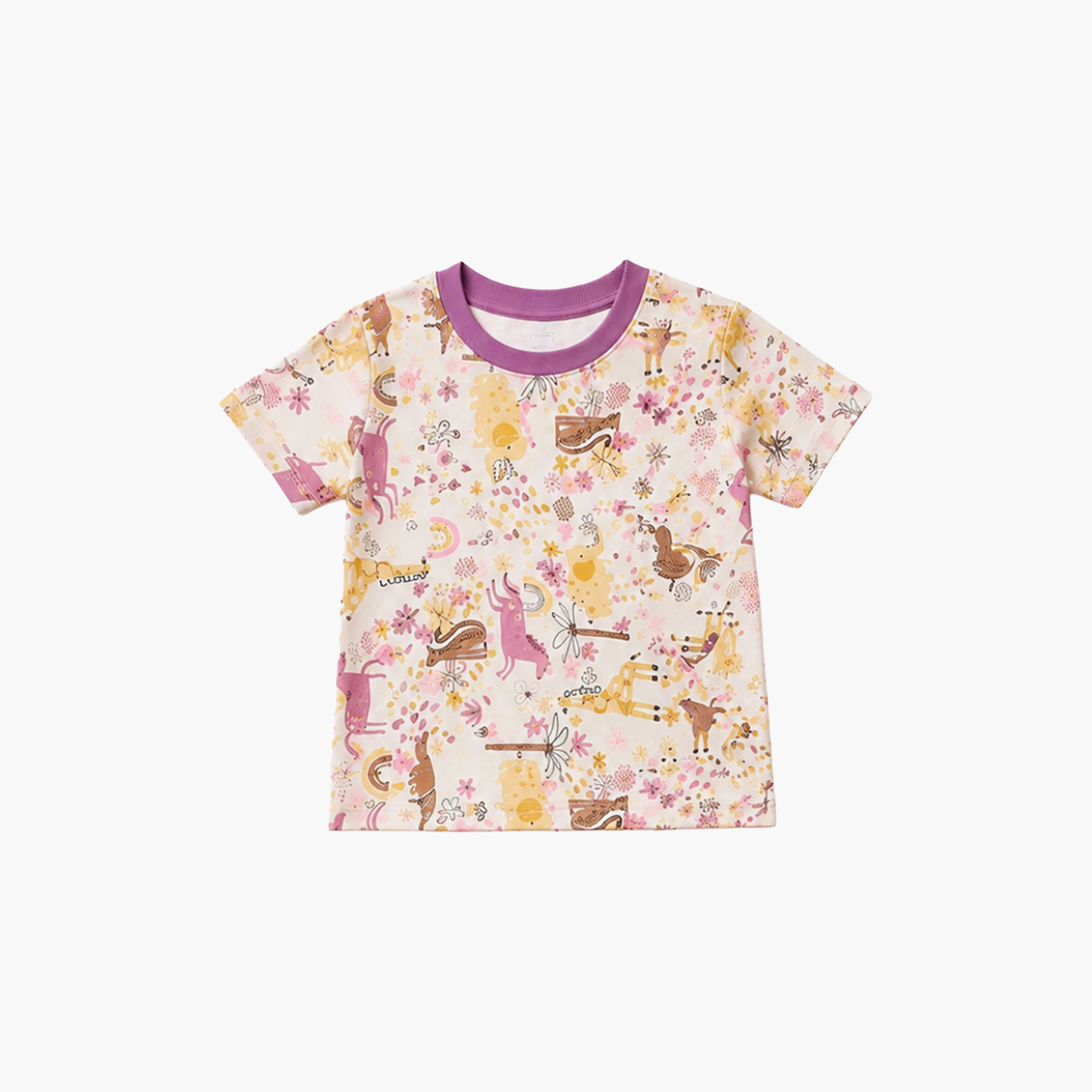طقم تيشرت بأكمام قصيرة وبنطال بيجامة بطبعة وحيد القرن من بيبي كلو-baby-girls-clothing-setsandcoords-image-7