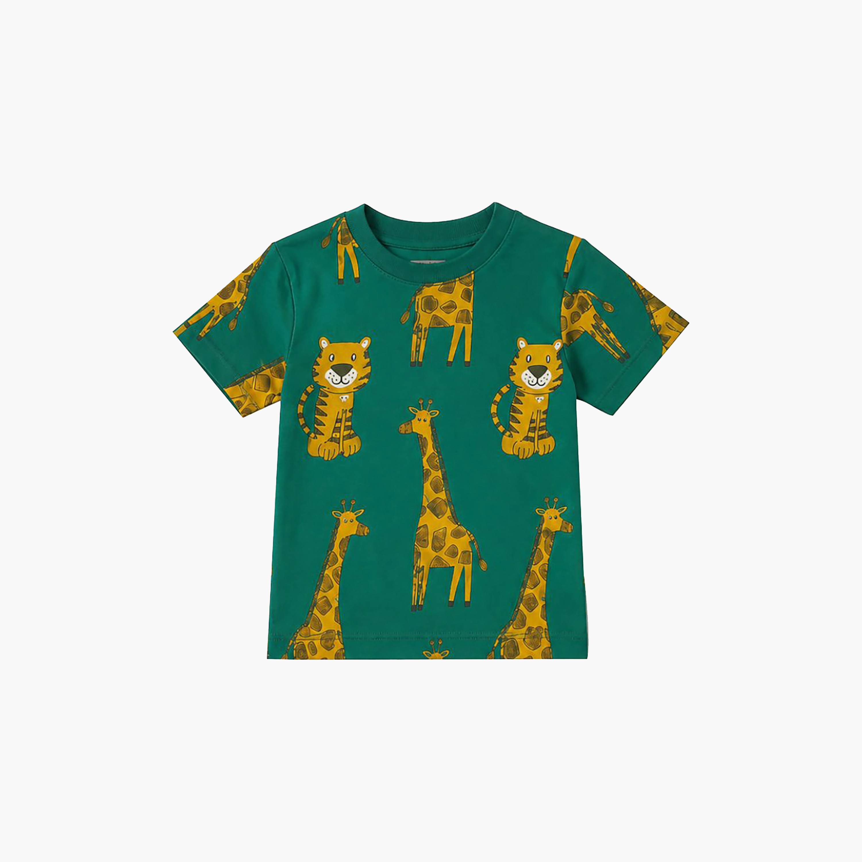 طقم تيشرت بأكمام قصيرة وبنطال بيجامة بطبعة الزرافة والنمر من بيبي كلو-boys-clothing-setsandcoords-image-7