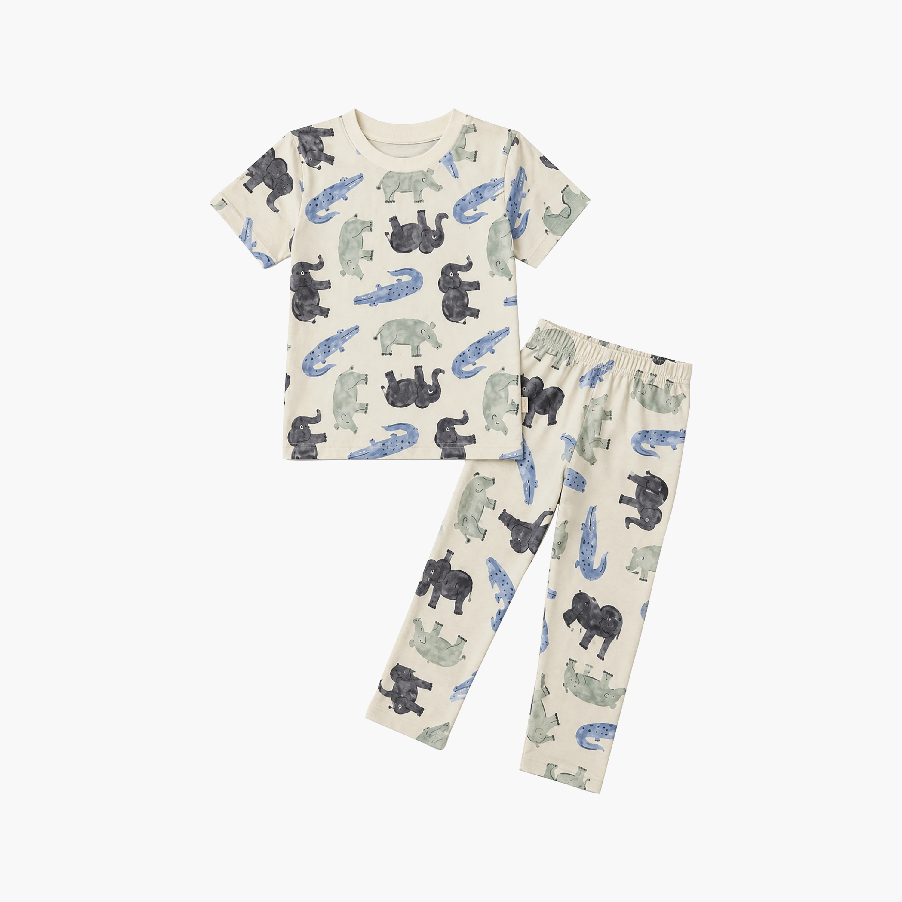 طقم تيشرت بأكمام قصيرة وبنطال بيجامة بطبعة حيوانات السفاري من بيبي كلو-boys-clothing-setsandcoords-image-6