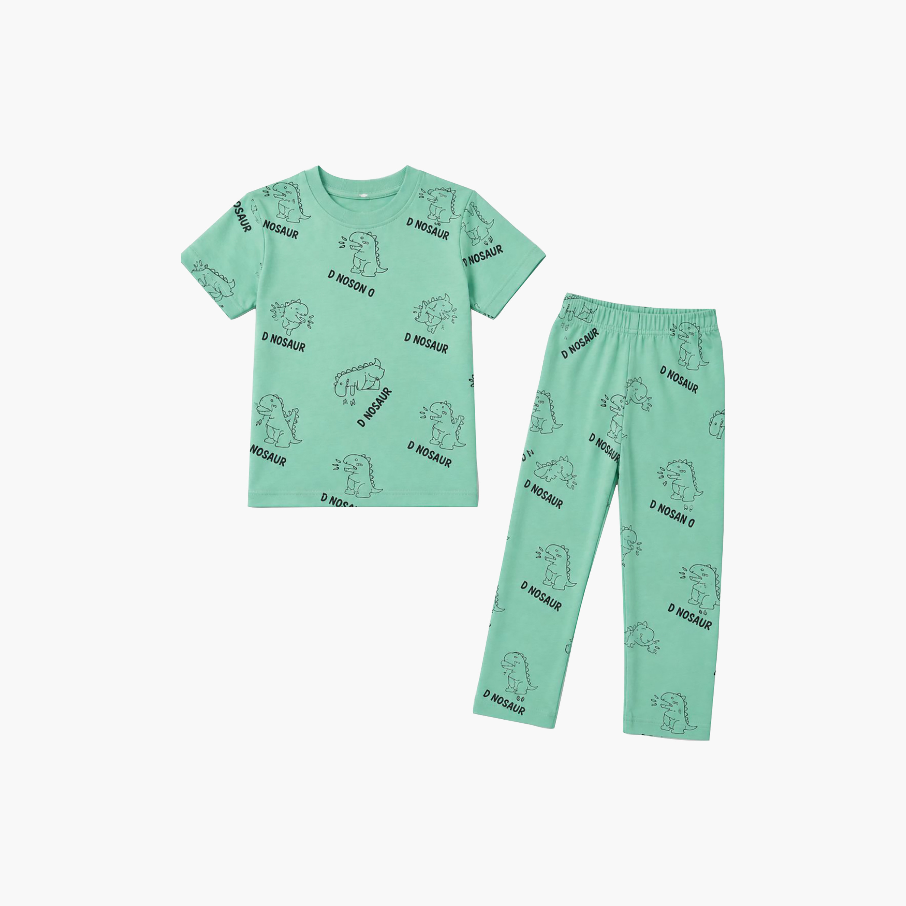 طقم تيشرت بأكمام قصيرة وبنطال بيجامة بطبعة ديناصور من بيبي كلو-boys-clothing-setsandcoords-image-6