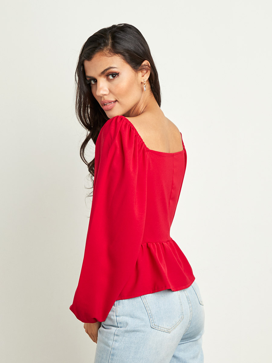 Styli Button Closure Sweetheart Neck Peplum Blouse-women-clothing-shirtsandblouses-blouses-image-3