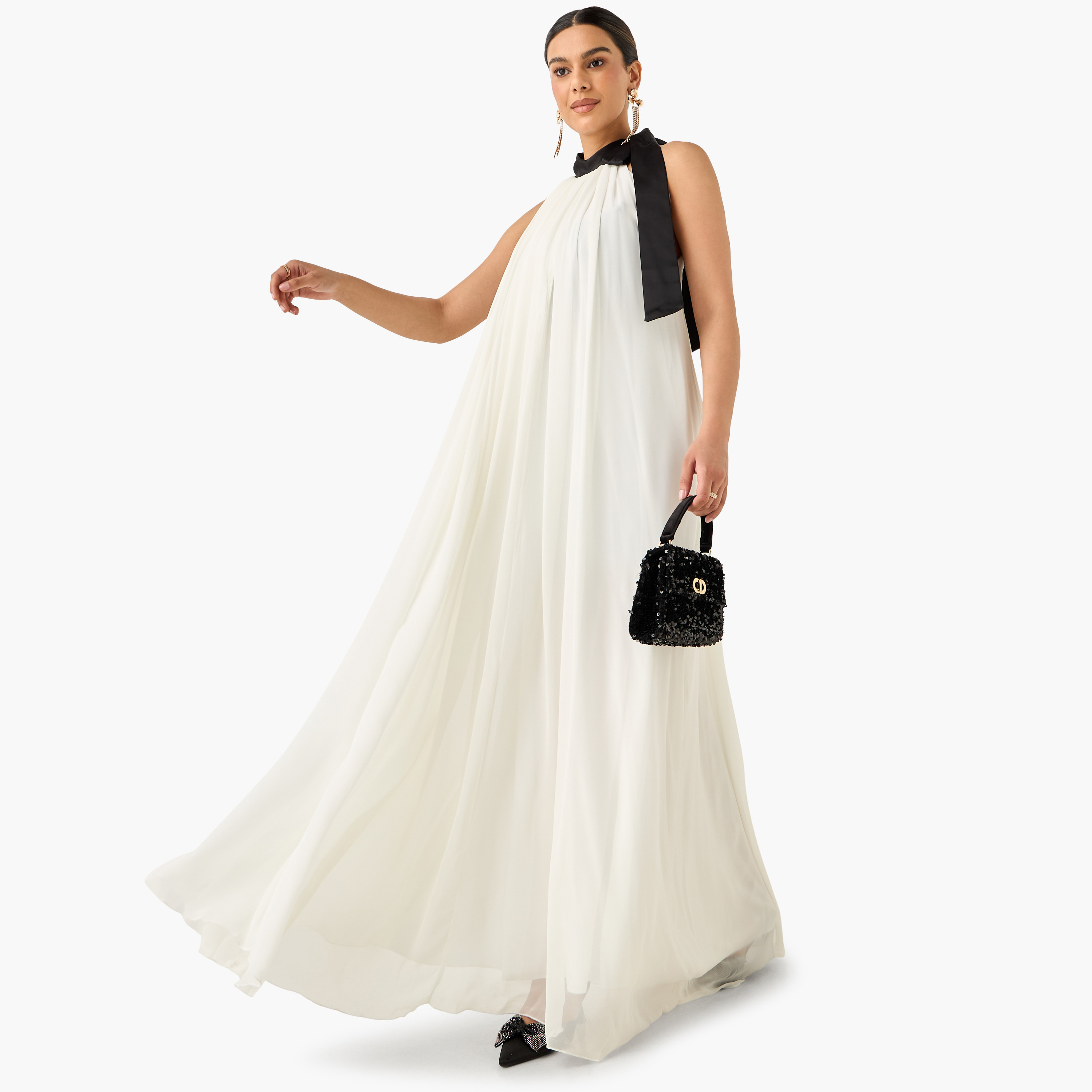 Golden Apple Solid Sleeveless Trapeze Dress with High Neck-women-clothing-dresses-image-1