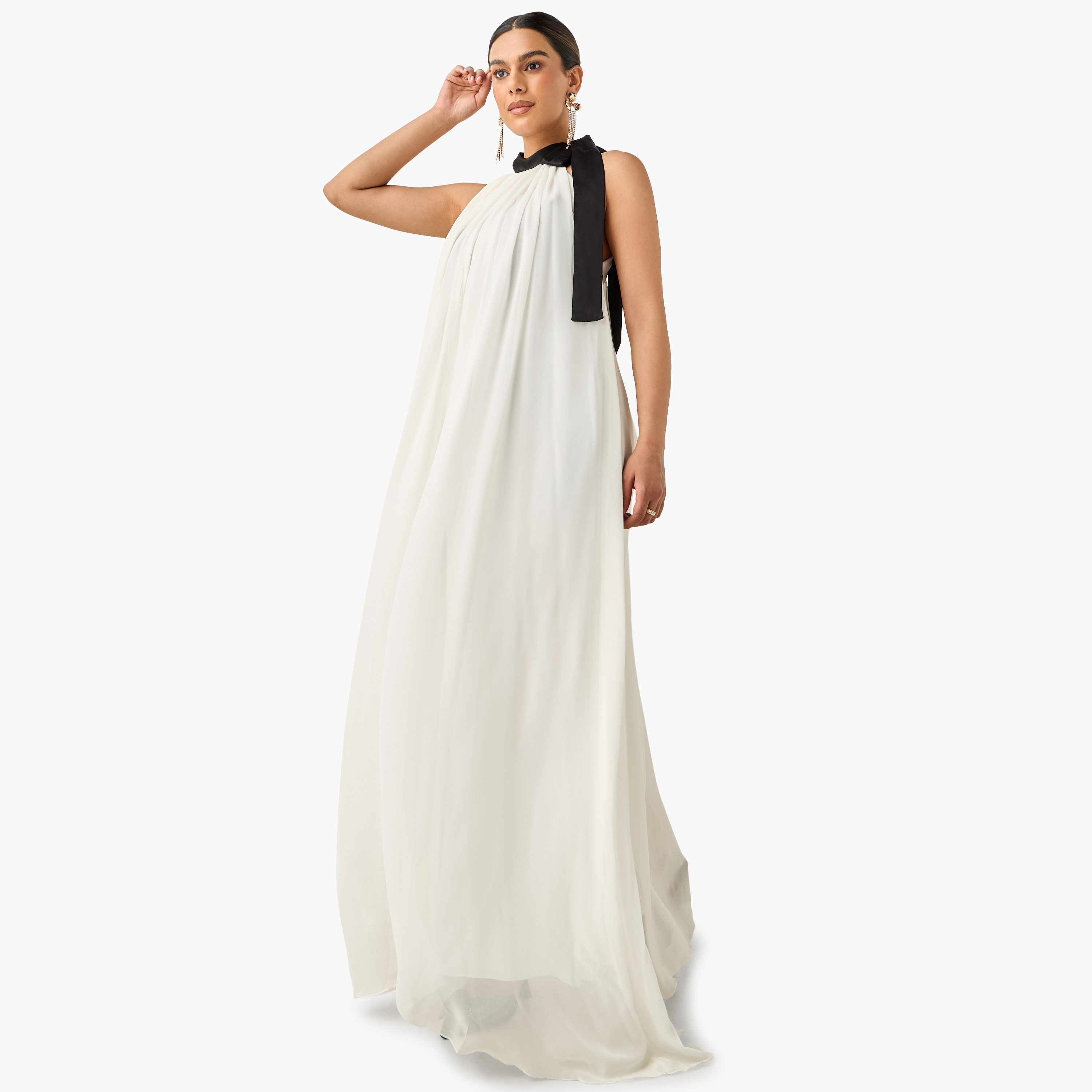 Golden Apple Solid Sleeveless Trapeze Dress with High Neck-women-clothing-dresses-image-2