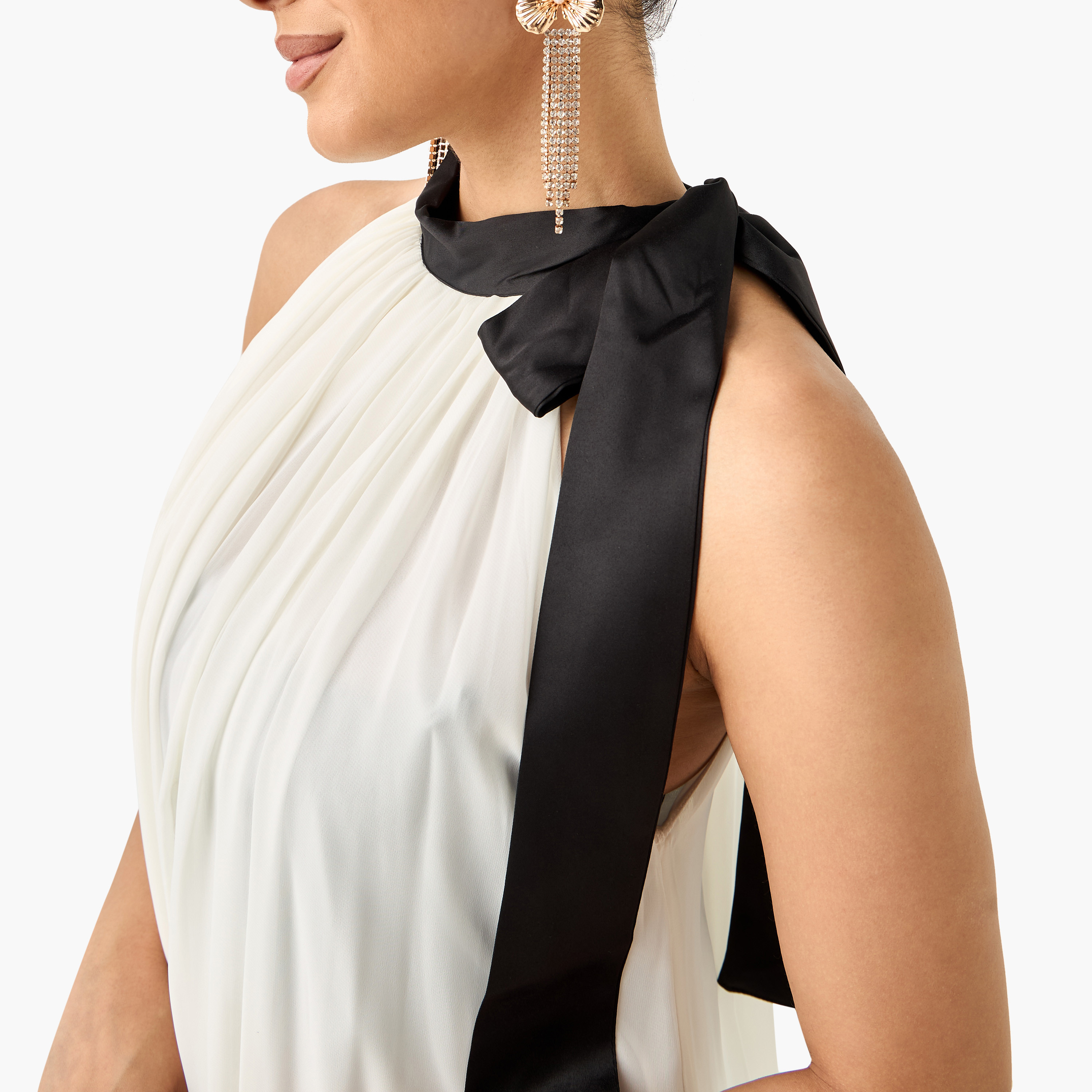 Golden Apple Solid Sleeveless Trapeze Dress with High Neck-women-clothing-dresses-image-4