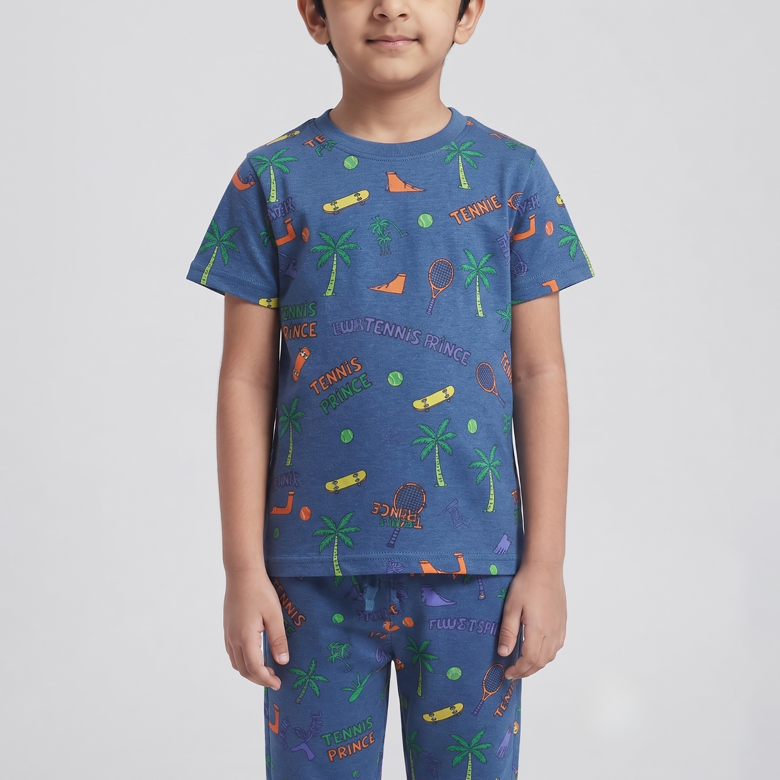 طقم تيشرت بأكمام قصيرة وبنطال بيجامة بتصميم رياضة النجوم من بيبي كلو-boys-clothing-setsandcoords-image-5