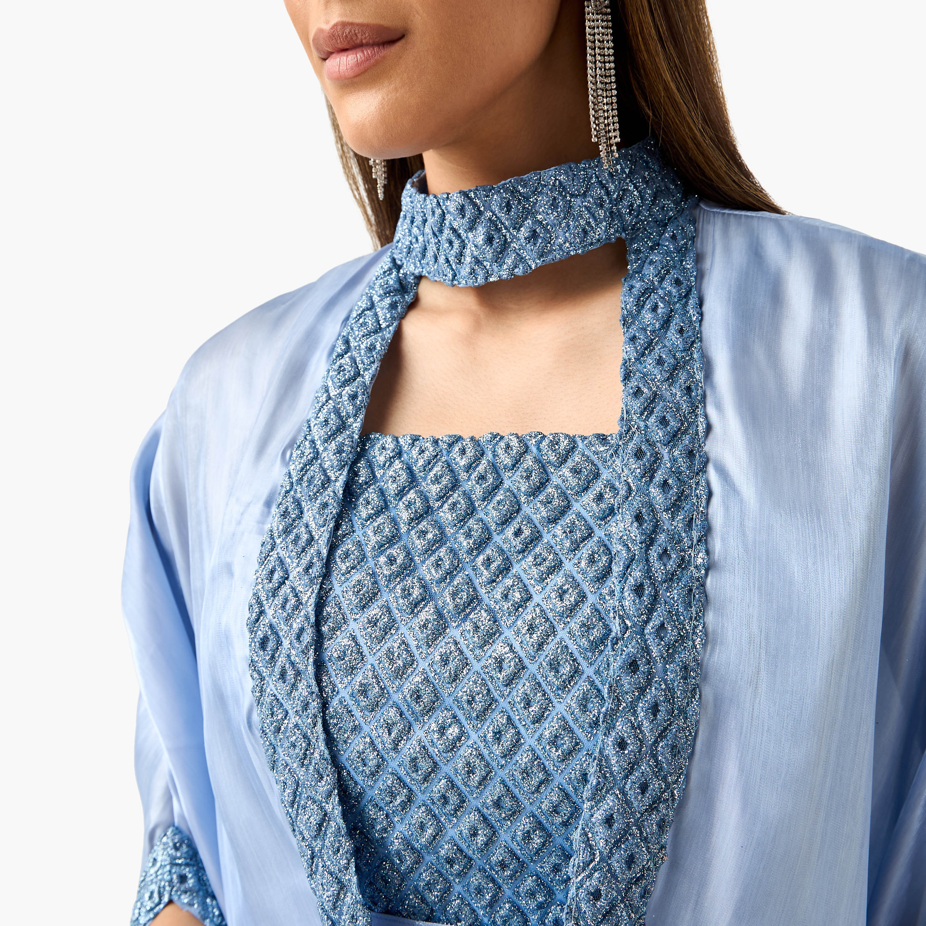 فستان بارز الملمس دون أكمام مع رداء من جولدن آبل-women-clothing-dresses-image-4