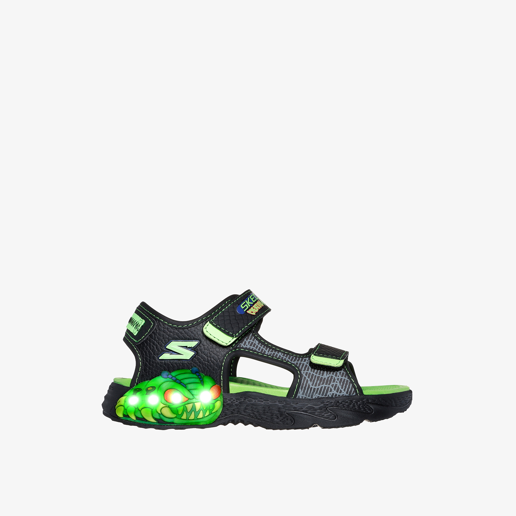 Shop Skechers Boys Printed Light Up Sandals with Hook and Loop Closure CREATURE SPLASH Online Splash Bahrain