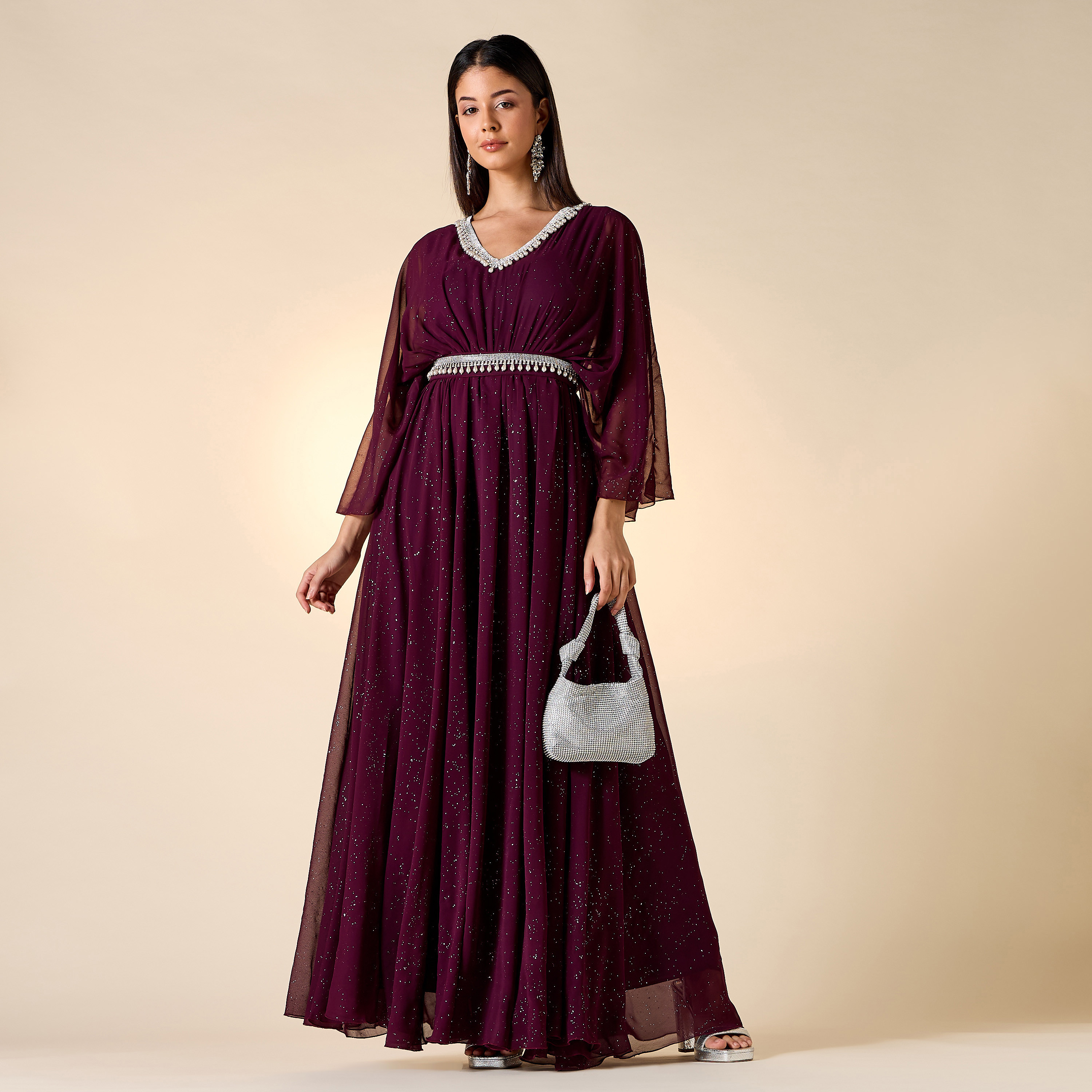 فستان مزيّن بياقة حرف V وحزام من جولدن آبل-women-clothing-dresses-image-8
