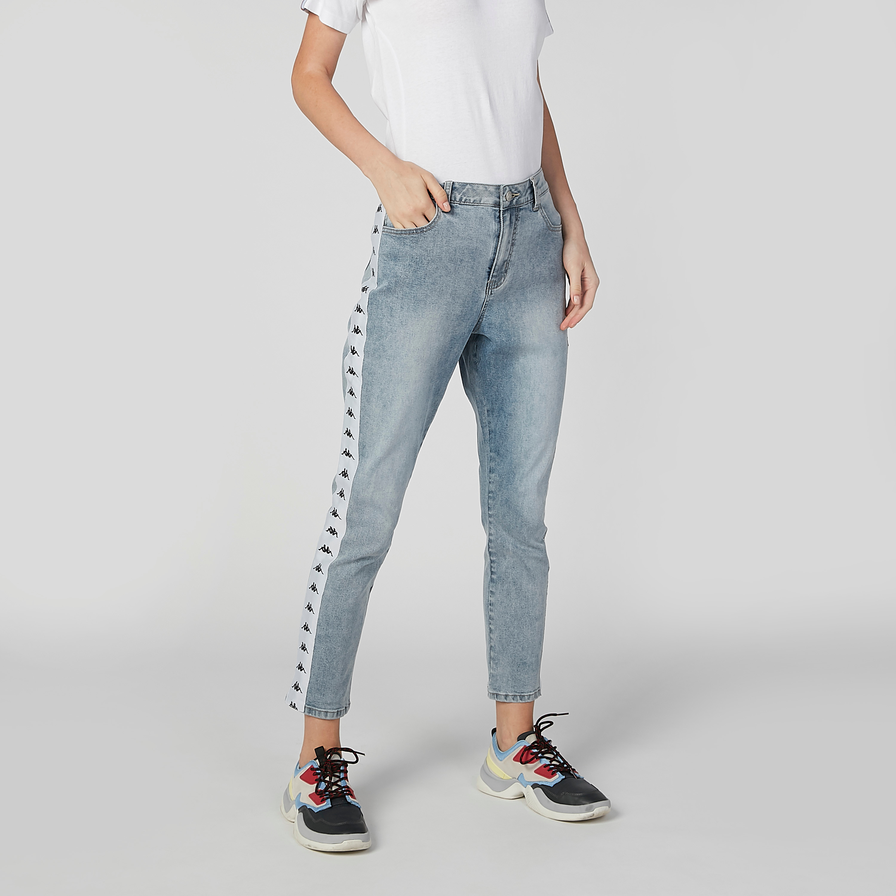 Buy Women s Kappa Full Length Jeans with Printed Tape and Pocket Detail Online Centrepoint Oman