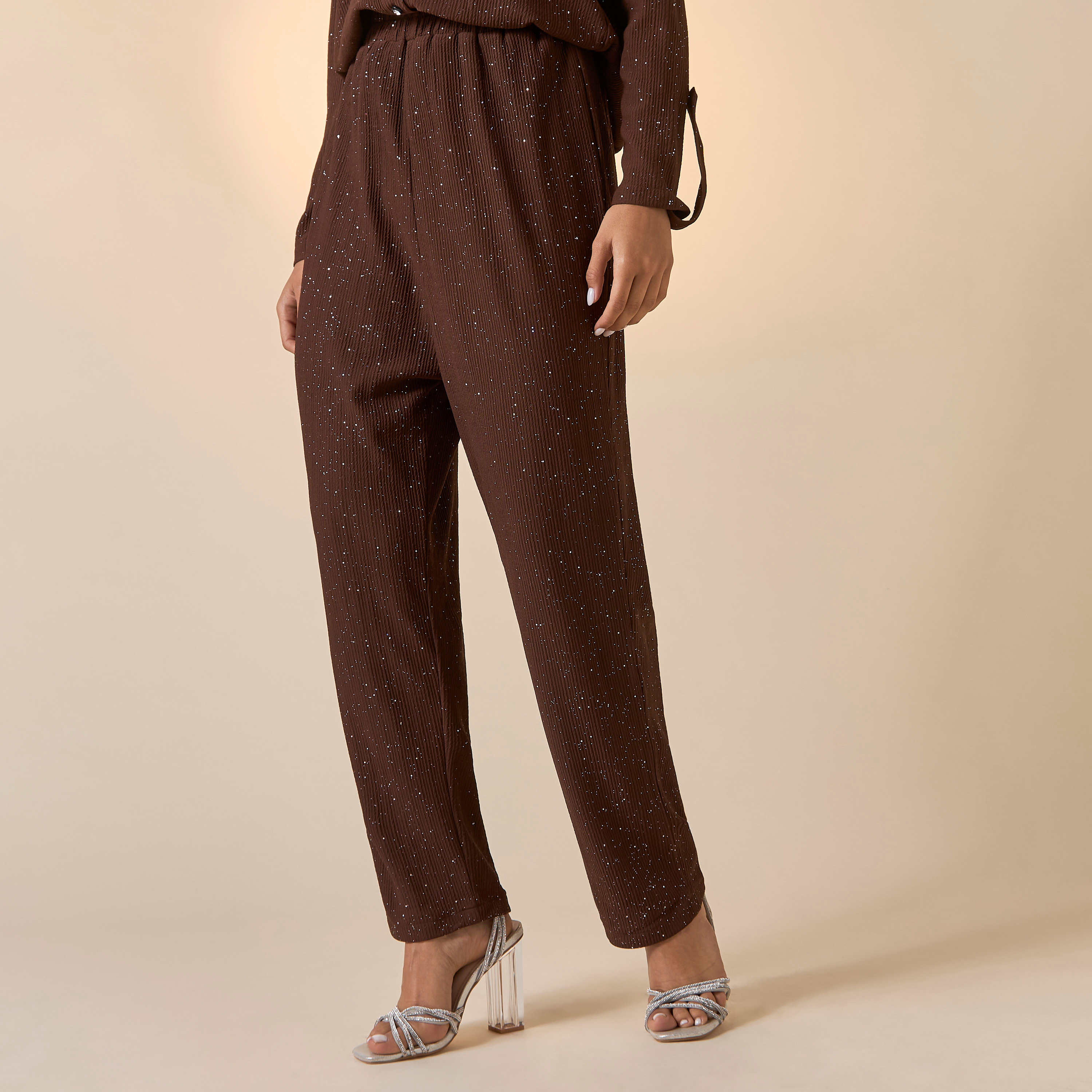 Golden Apple Textured Long Sleeve Shirt and Pants Set-women-clothing-coordsets-image-3