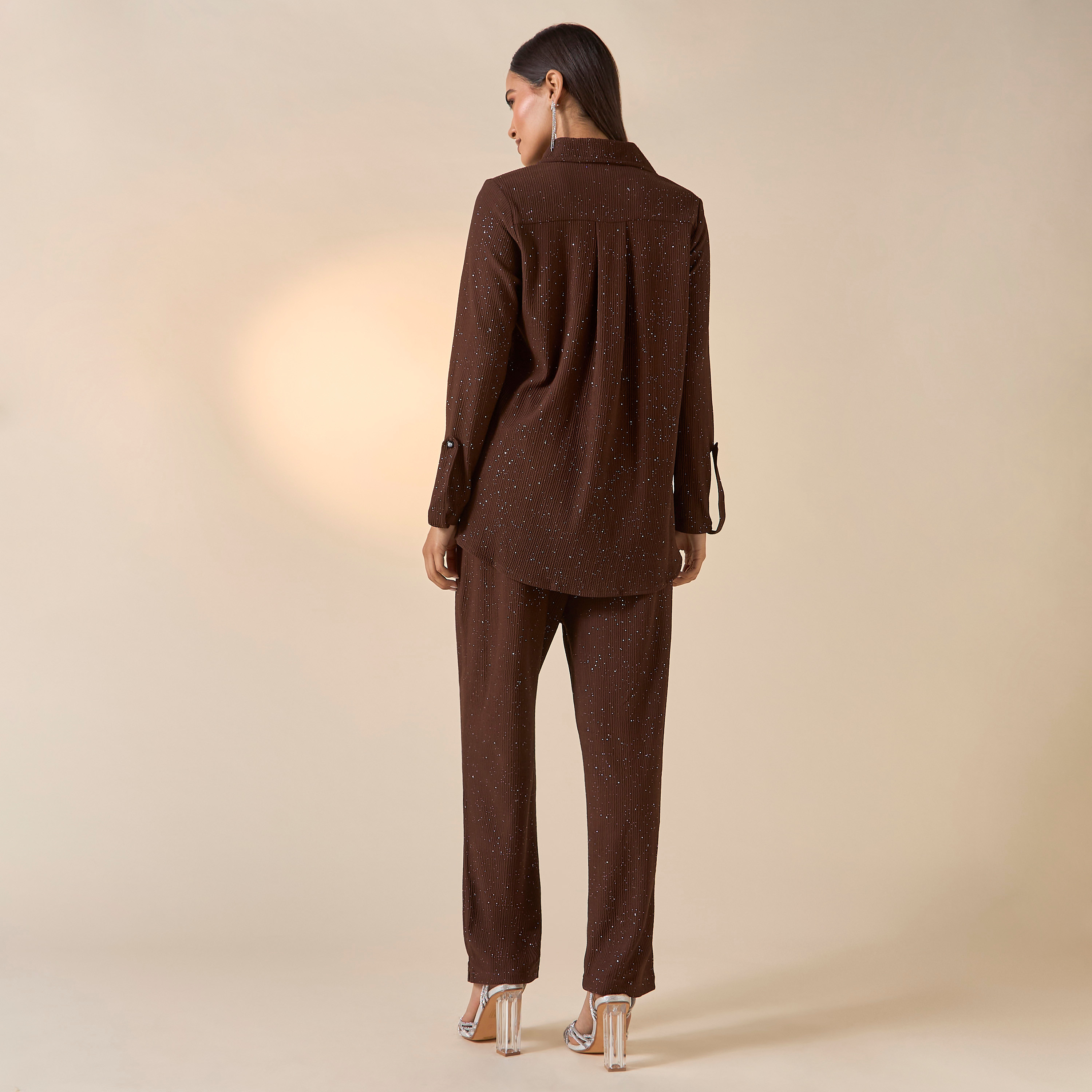 Golden Apple Textured Long Sleeve Shirt and Pants Set-women-clothing-coordsets-image-4