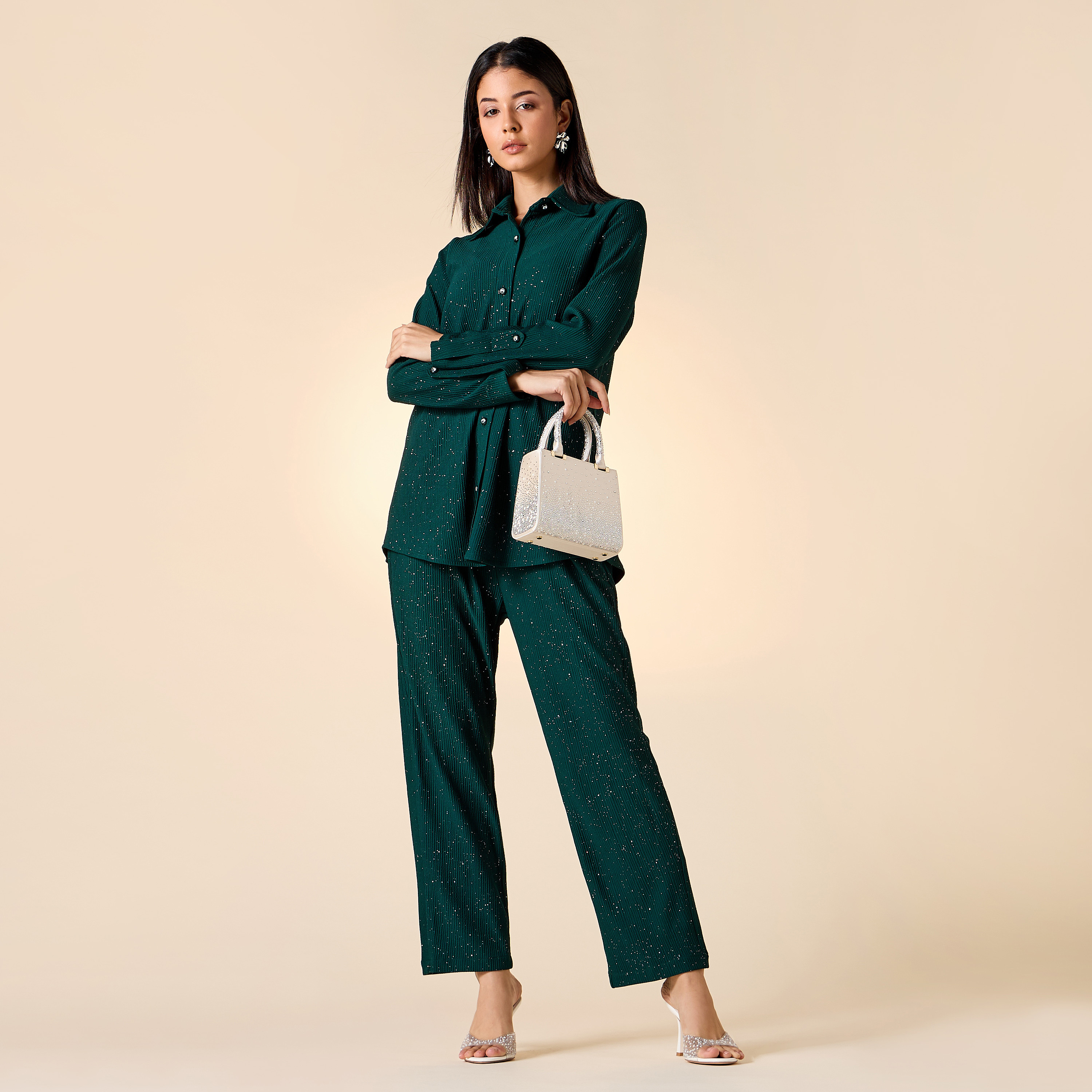 Golden Apple Textured Long Sleeve Shirt and Pants Set-women-clothing-coordsets-image-7