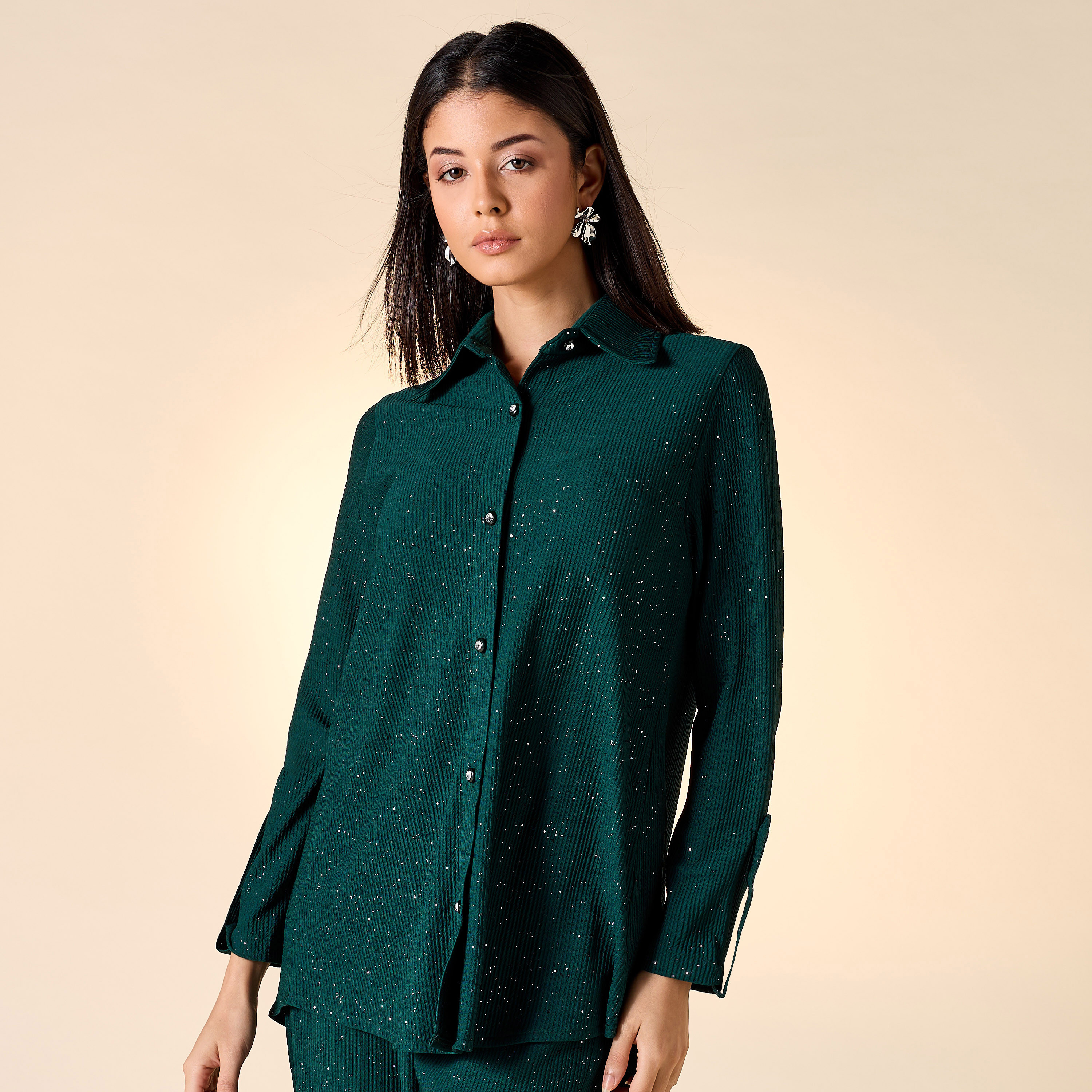 Golden Apple Textured Long Sleeve Shirt and Pants Set-women-clothing-coordsets-image-8
