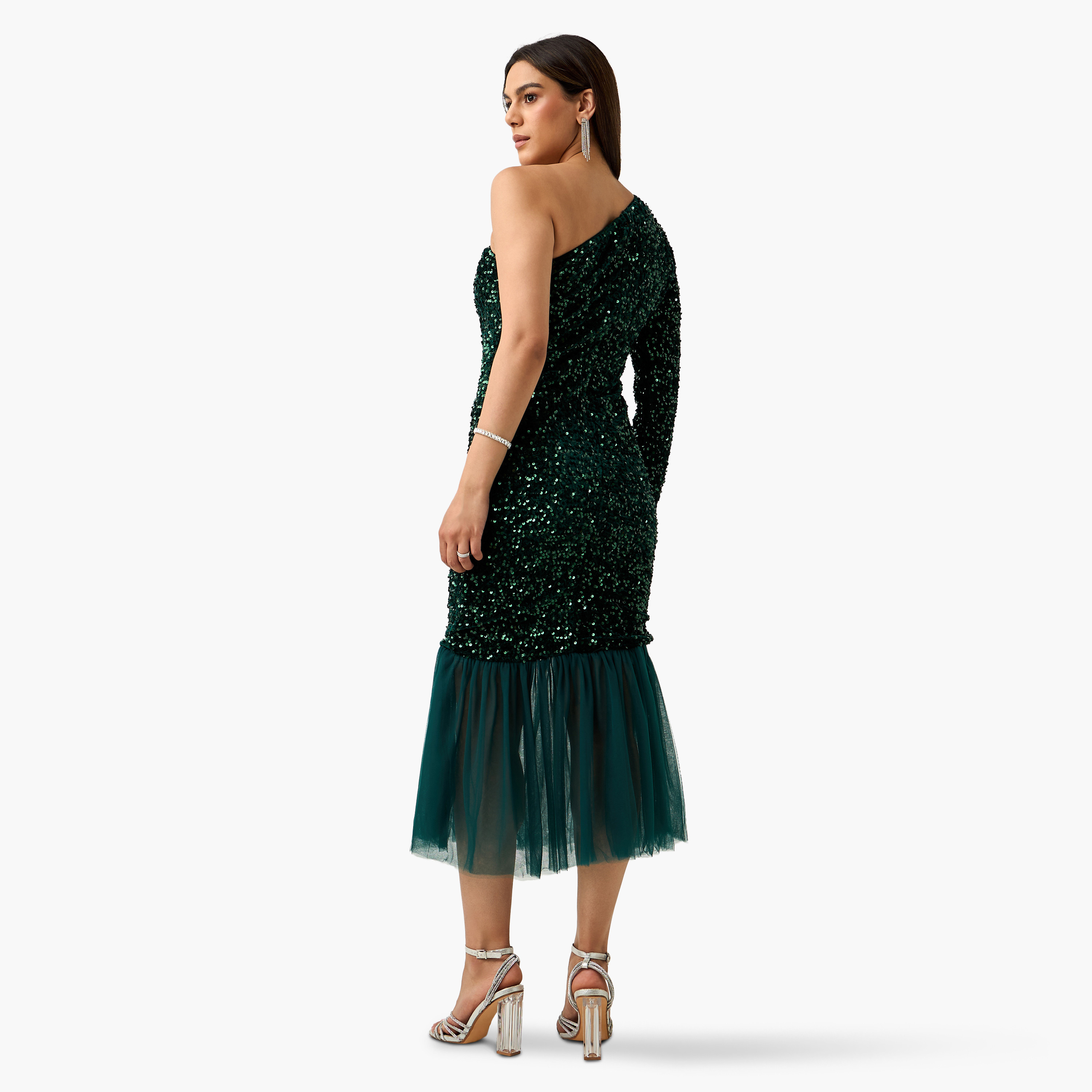 فستان مزين بالترتر بكتف واحد وتفاصيل تول من جولدن أبل-women-clothing-dresses-image-8