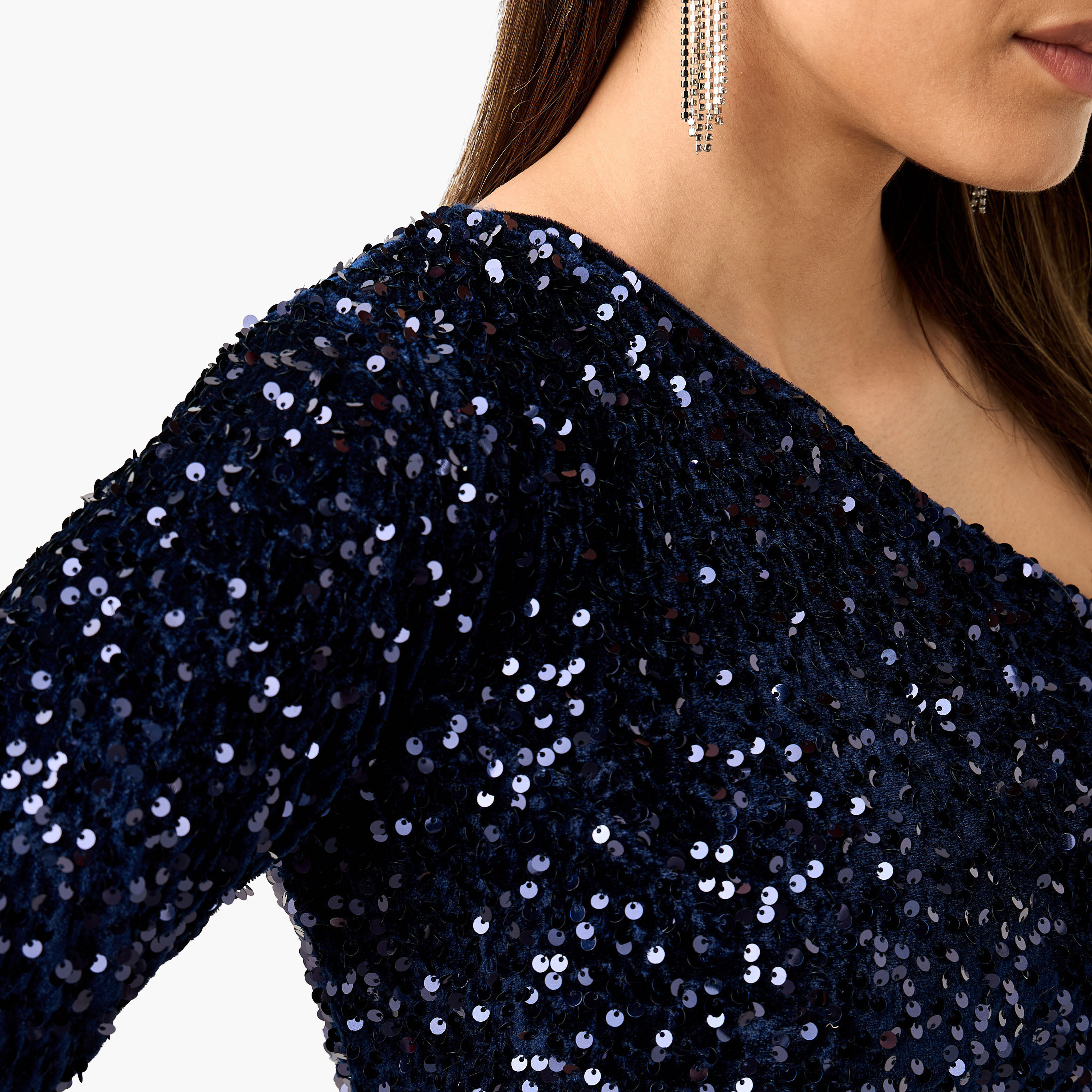 فستان مزين بالترتر بكتف واحد وتفاصيل تول من جولدن أبل-women-clothing-dresses-image-4
