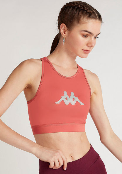 Kappa Logo Printed High Support Sports Bra with Racerback