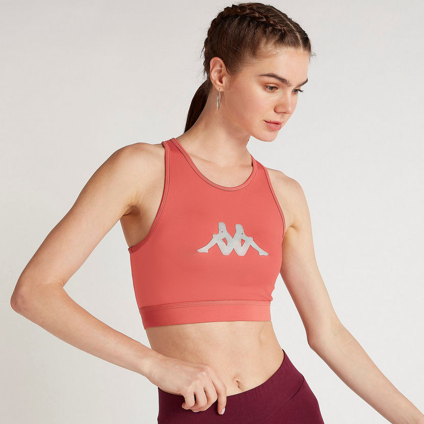 Kappa Logo Printed High Support Sports Bra with Racerback-Bras-image-0