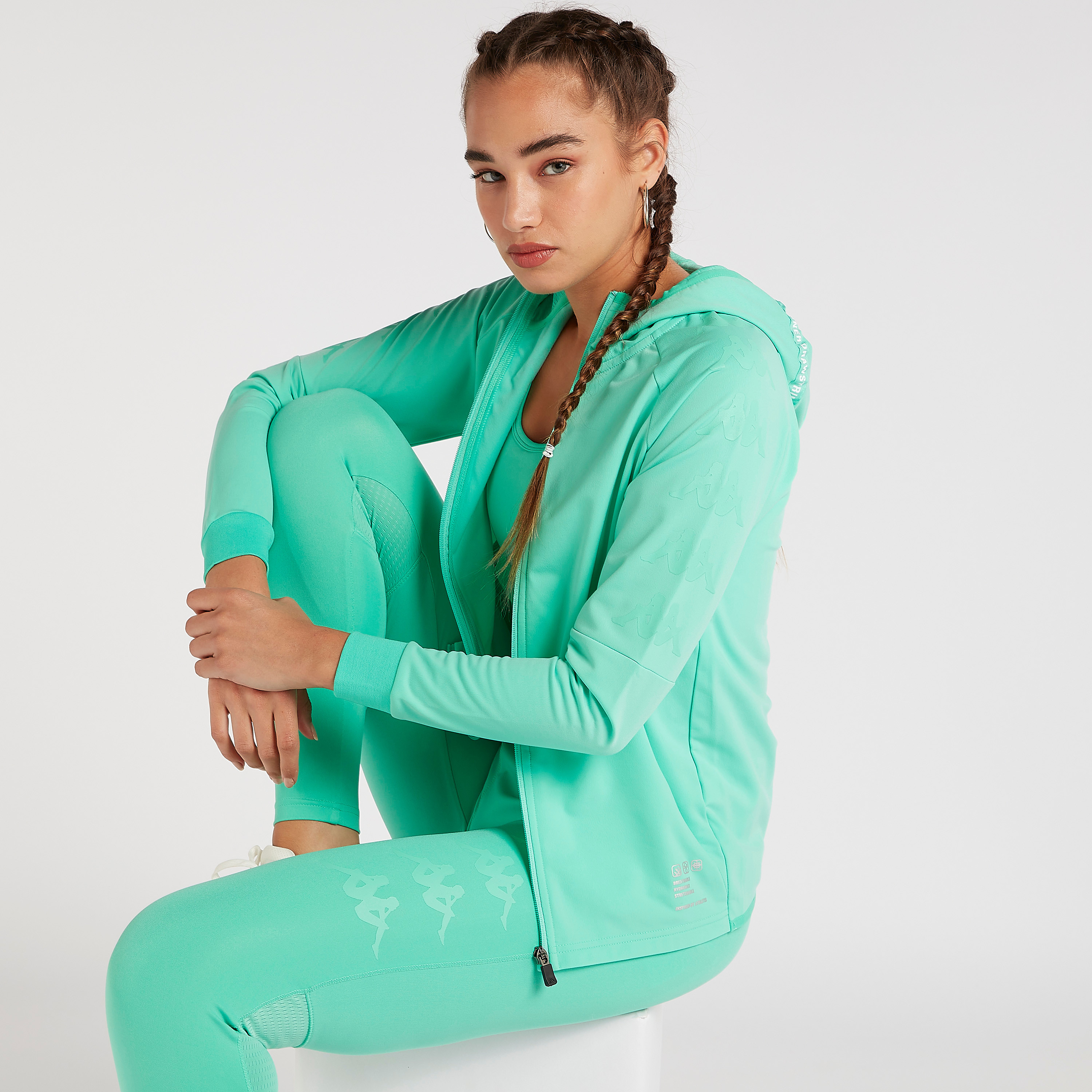 Kappa Solid Hooded Jacket with Zip Closure and Pocket-sports-women-clothing-hoodiesandsweatshirts-image-1