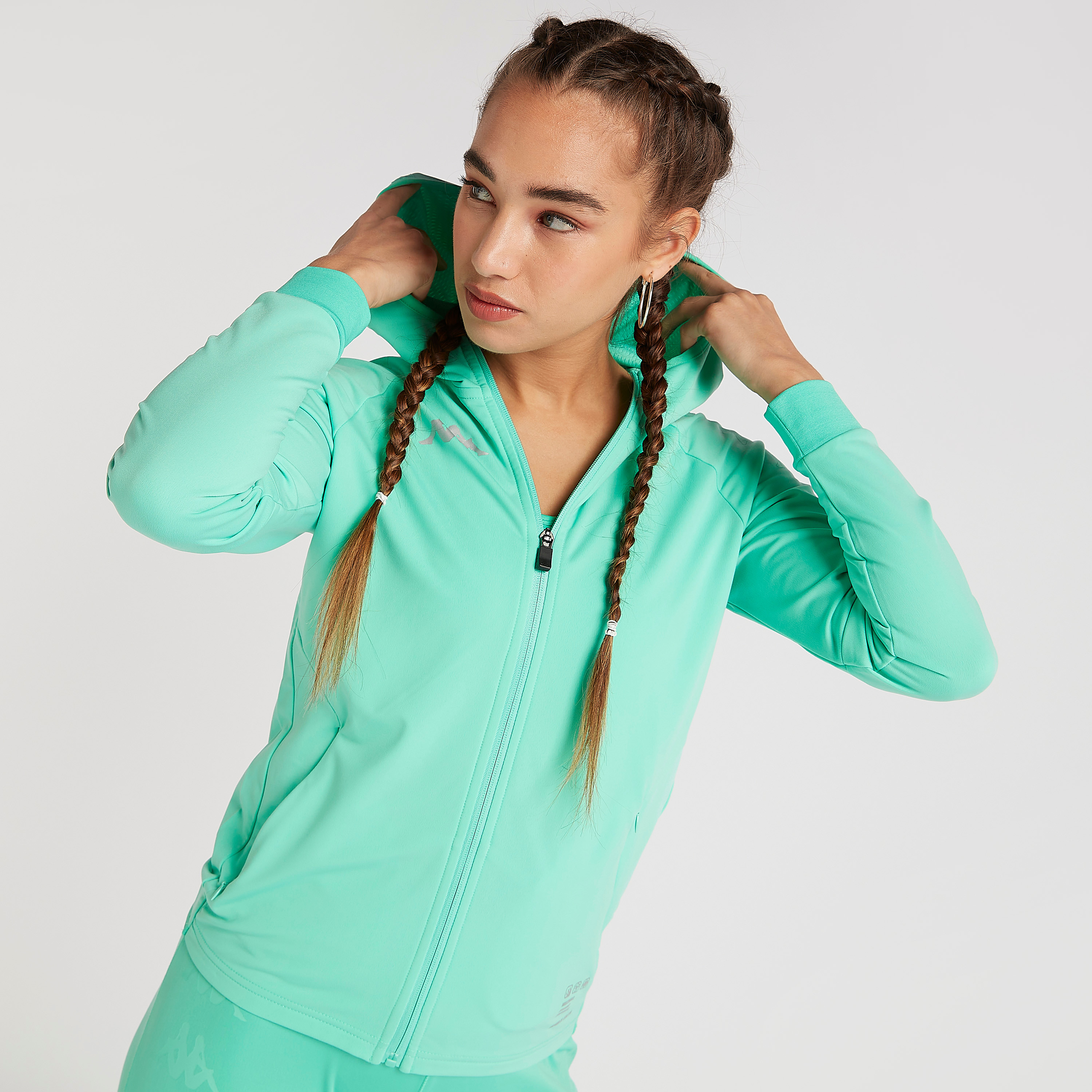 Kappa Solid Hooded Jacket with Zip Closure and Pocket-sports-women-clothing-hoodiesandsweatshirts-image-5