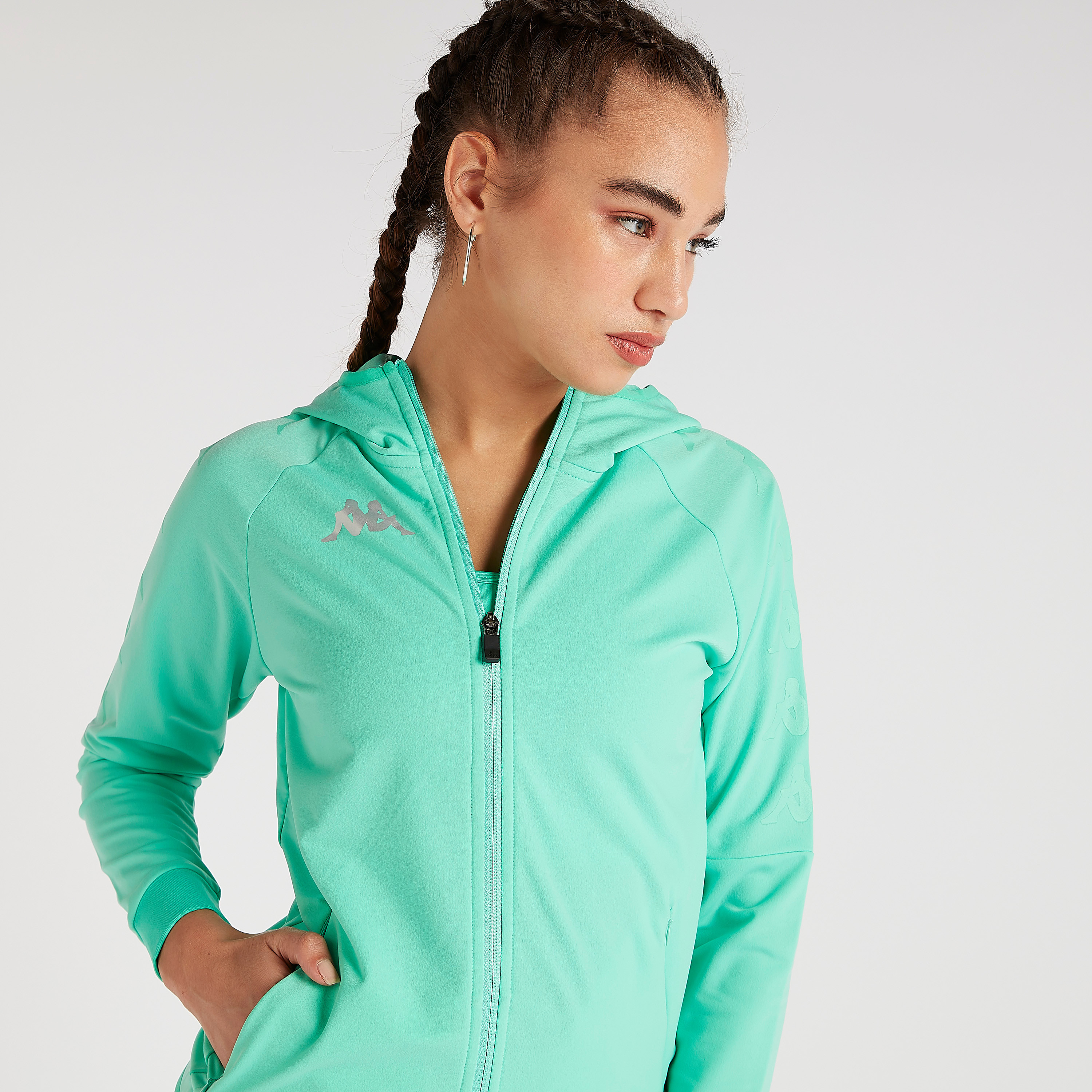Kappa Solid Hooded Jacket with Zip Closure and Pocket-sports-women-clothing-hoodiesandsweatshirts-image-6