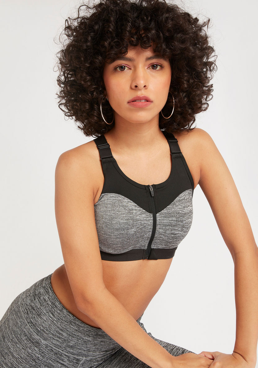 Kappa High Support Front Zip Sports Bra with Racerback