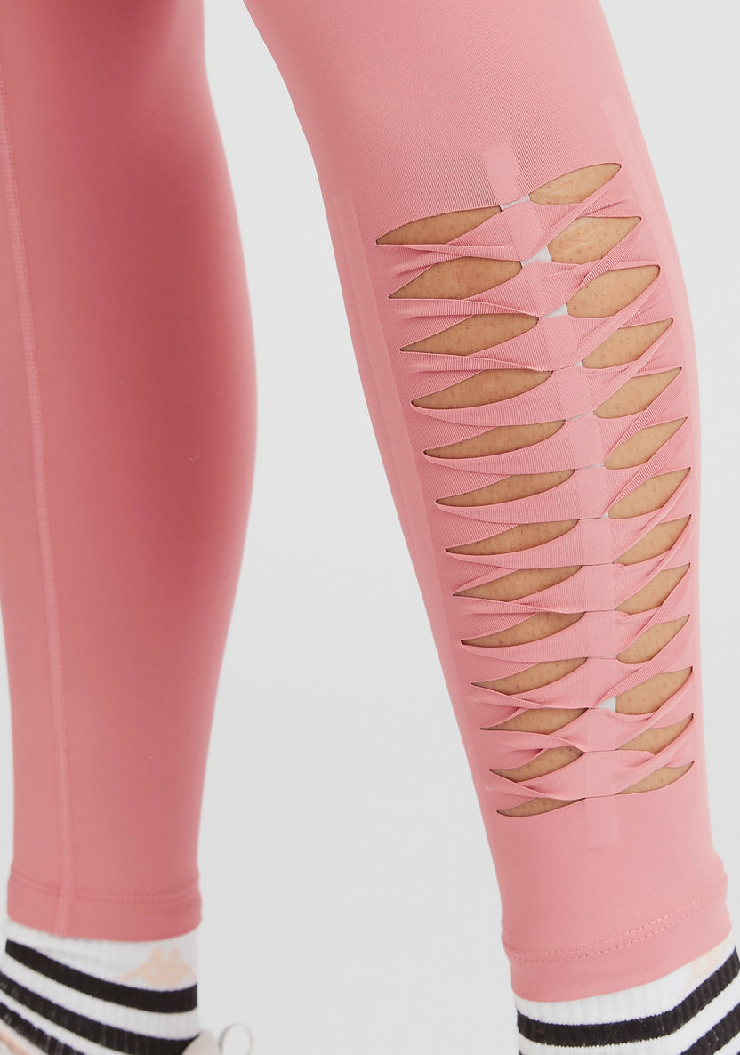 Kappa Solid Leggings with Cutwork Detail-Leggings-image-4