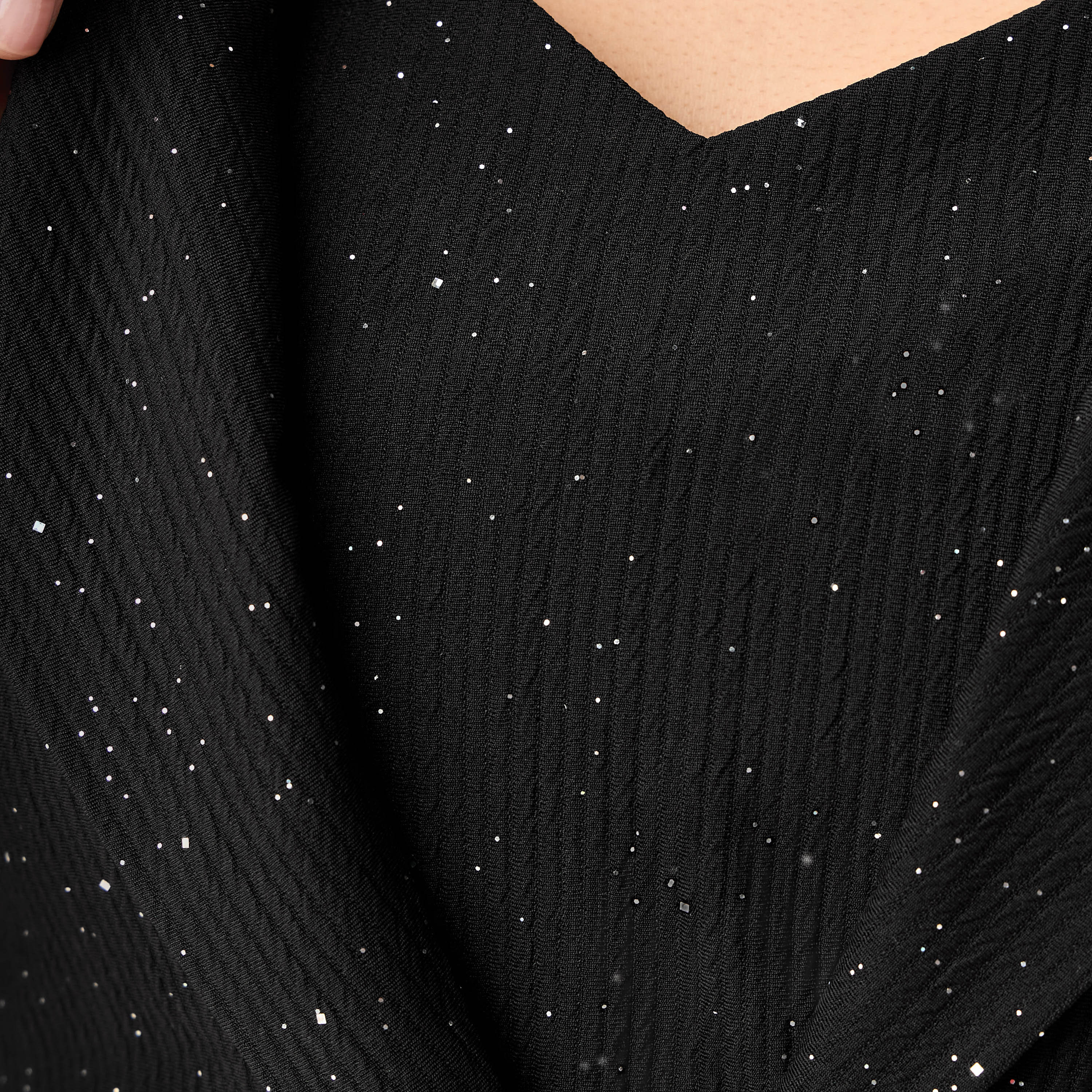 بلوزة قصيرة بارزة الملمس بياقة ماسية مع بنطلون وسترة طويلة من جولدن أبل-women-clothing-coordsets-image-6