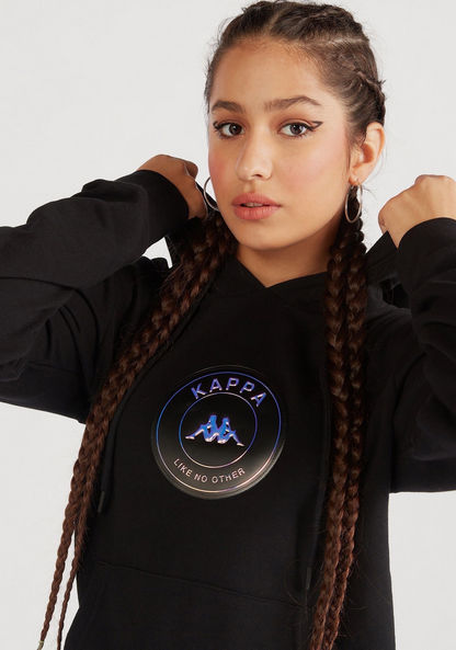 Kappa Printed Hooded Sweatshirt with Long Sleeves