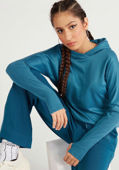 Kappa Solid Hooded Sweatshirt with Long Sleeves-Hoodies-image-0