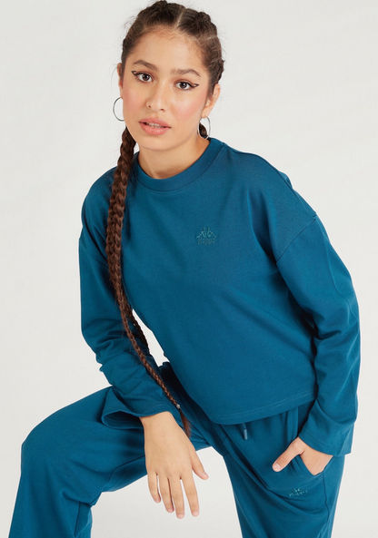 Kappa Solid Crew Neck Sweatshirt with Long Sleeves