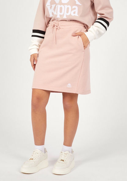Kappa Solid Mini Skirt with Drawstring Closure and Pockets-Skirts-image-0